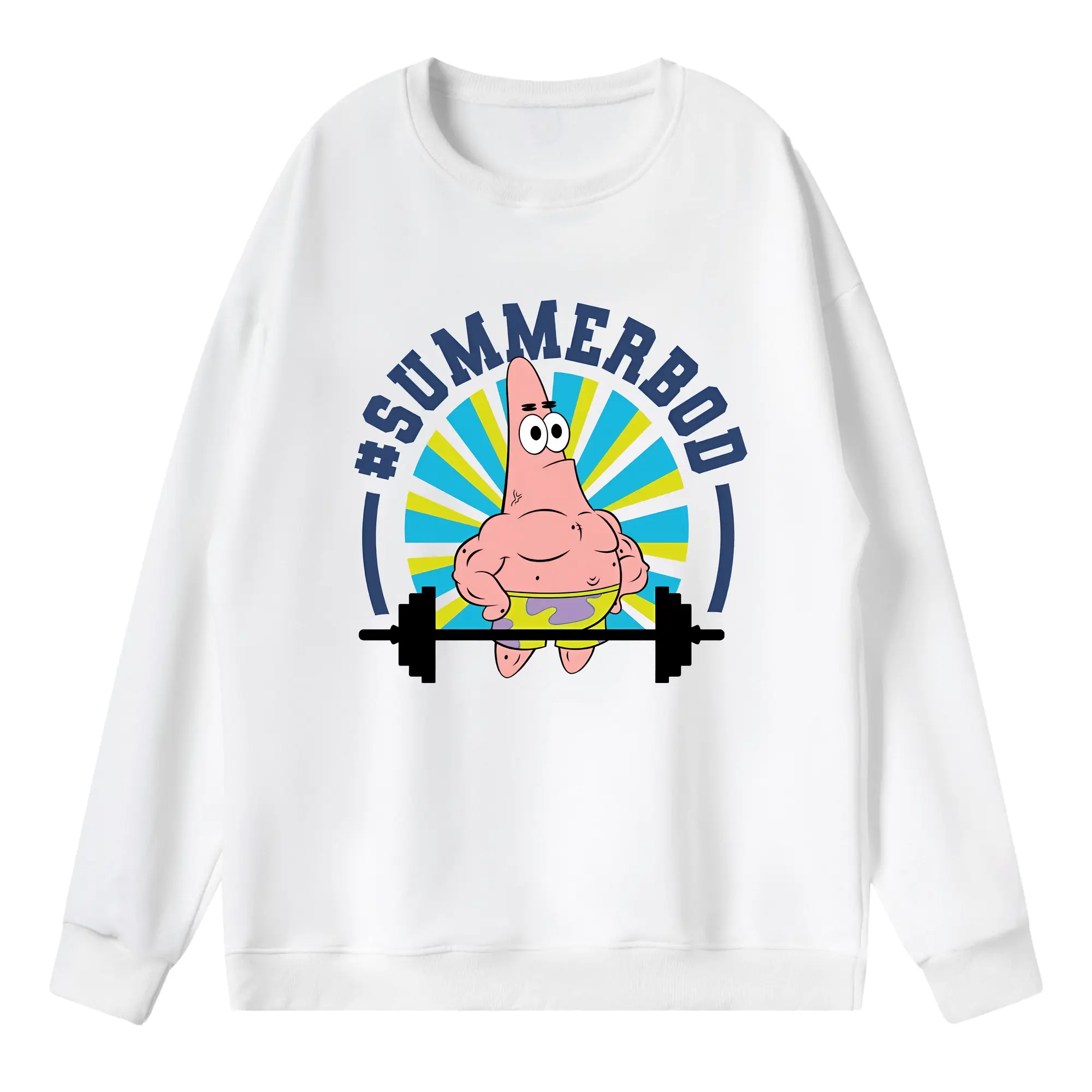 スポンジボブ グッズ パトリック・スター - 薄手 クルーネック スウェット 裏毛260g · ポリエステル 春秋向け カジュアル 男女兼用 · トレーナー デイリー スポーツ 散歩に最適