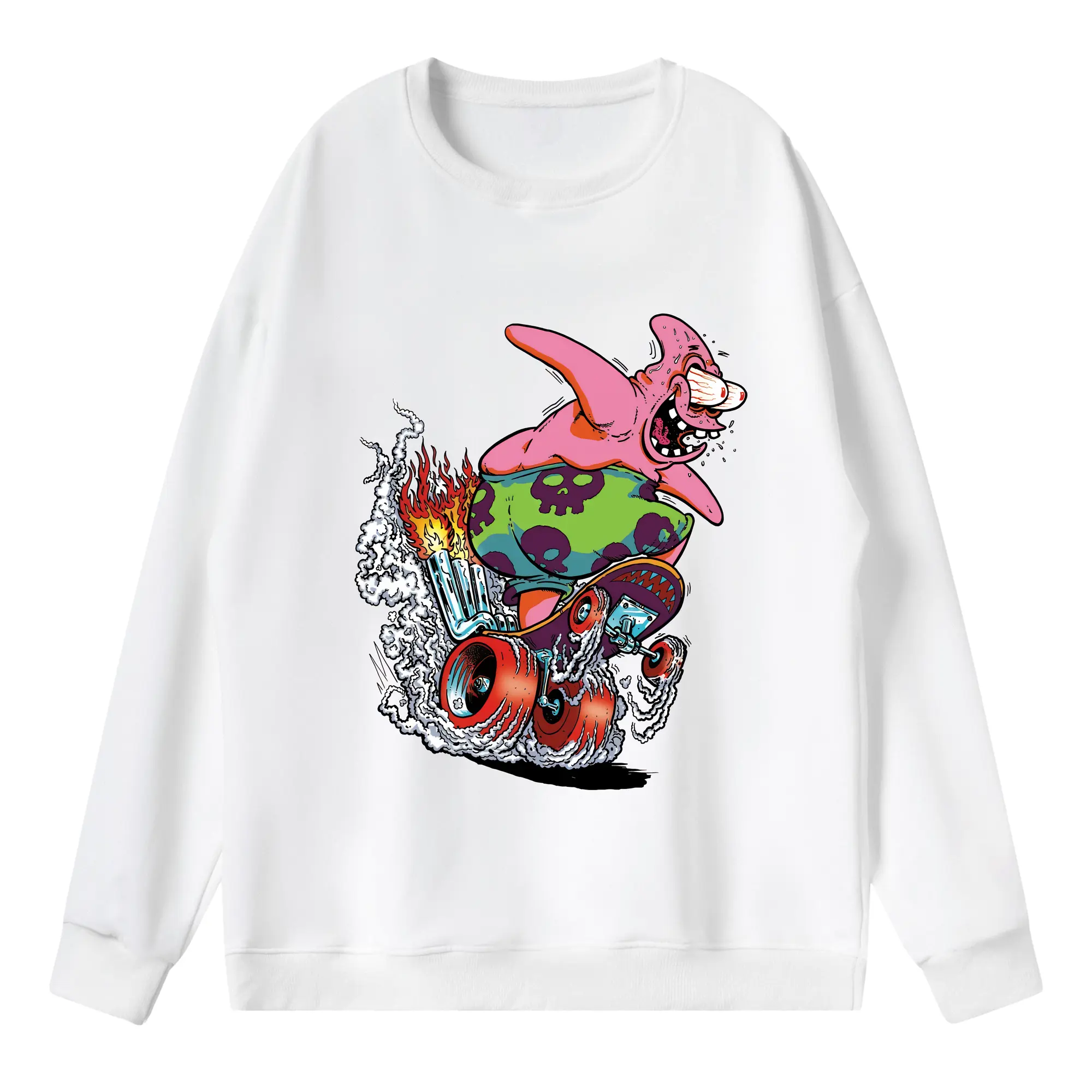 スポンジボブ グッズ パトリック・スター - 薄手 クルーネック スウェット 裏毛260g · ポリエステル 春秋向け カジュアル 男女兼用 · トレーナー デイリー スポーツ 散歩に最適