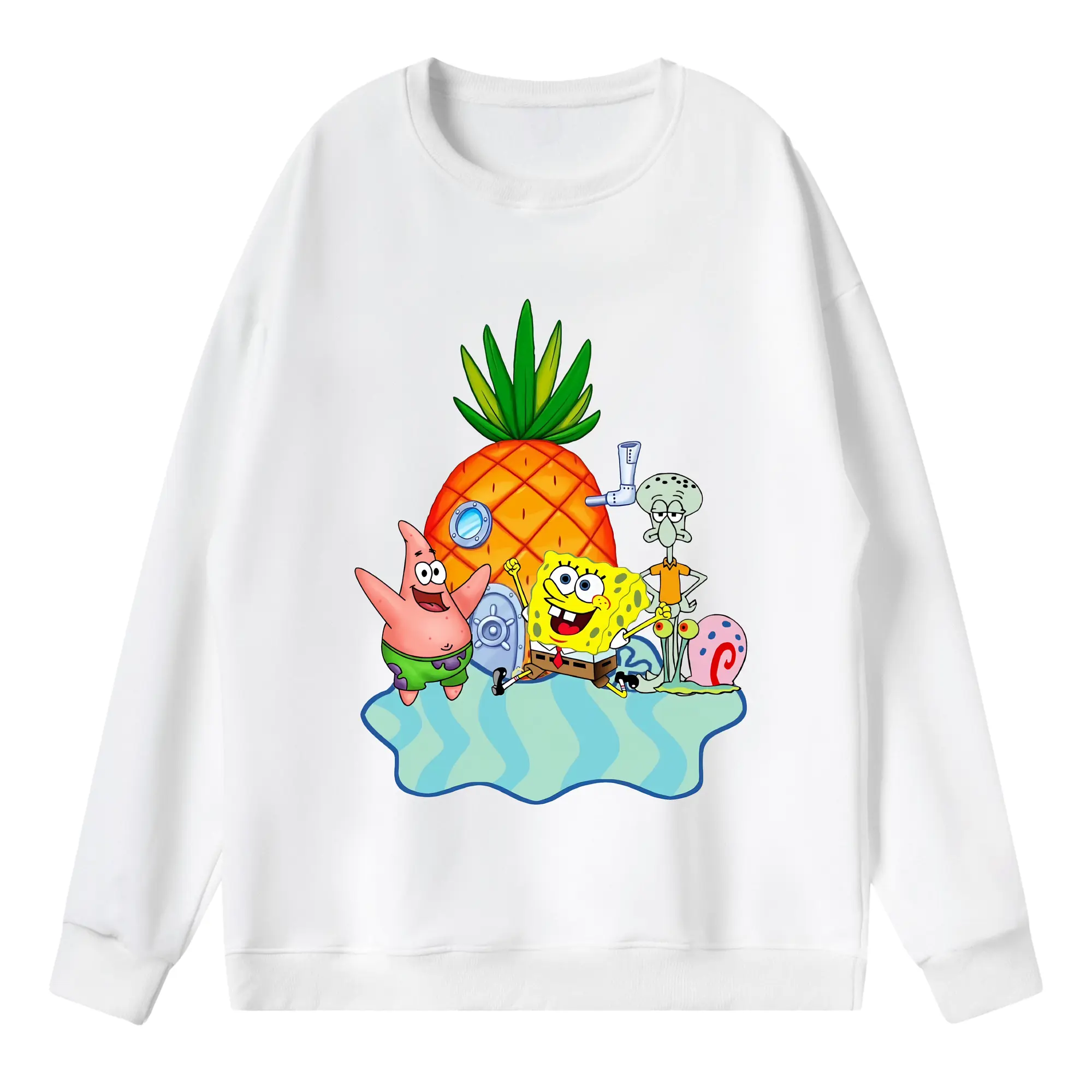 スポンジボブ グッズ パトリック・スター - 薄手 クルーネック スウェット 裏毛260g · ポリエステル 春秋向け カジュアル 男女兼用 · トレーナー デイリー スポーツ 散歩に最適