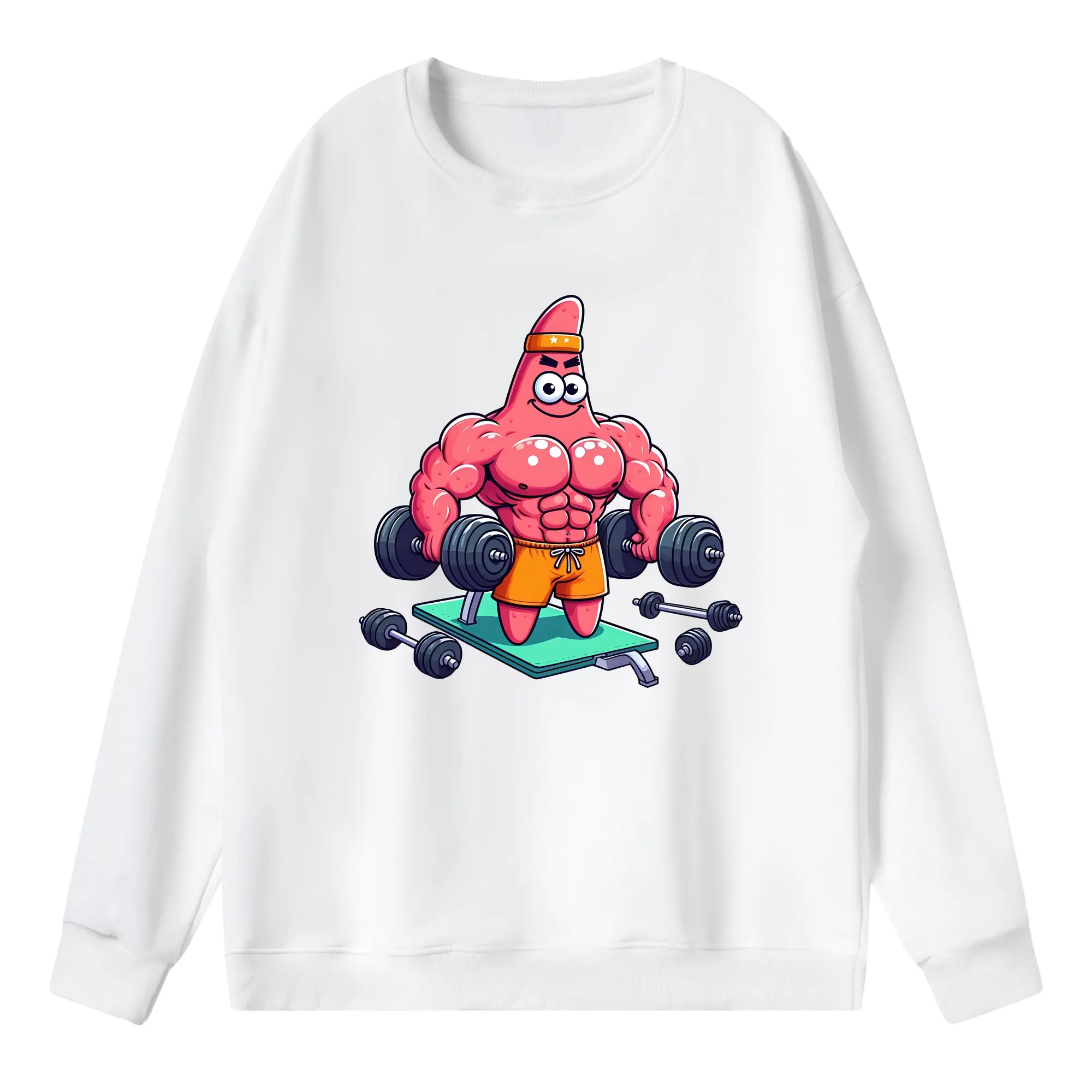 スポンジボブ グッズ パトリック・スター - 薄手 クルーネック スウェット 裏毛260g · ポリエステル 春秋向け カジュアル 男女兼用 · トレーナー デイリー スポーツ 散歩に最適