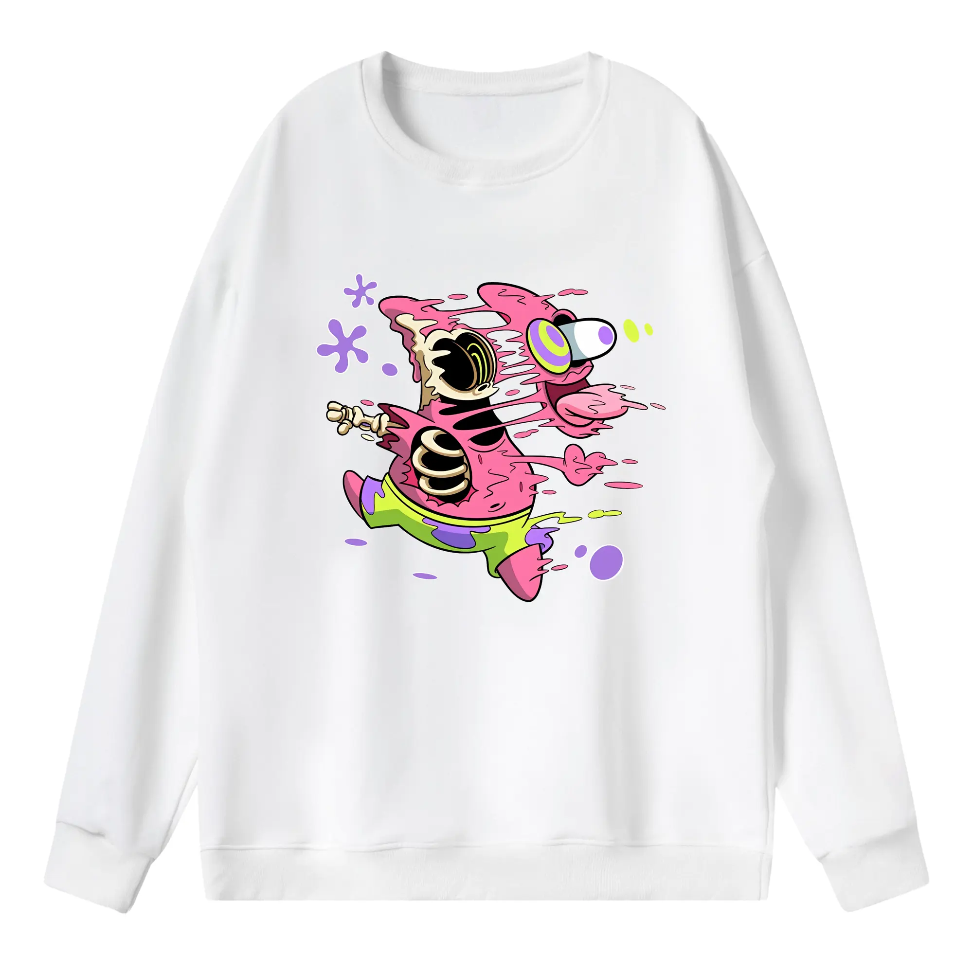 スポンジボブ グッズ パトリック・スター - 薄手 クルーネック スウェット 裏毛260g · ポリエステル 春秋向け カジュアル 男女兼用 · トレーナー デイリー スポーツ 散歩に最適