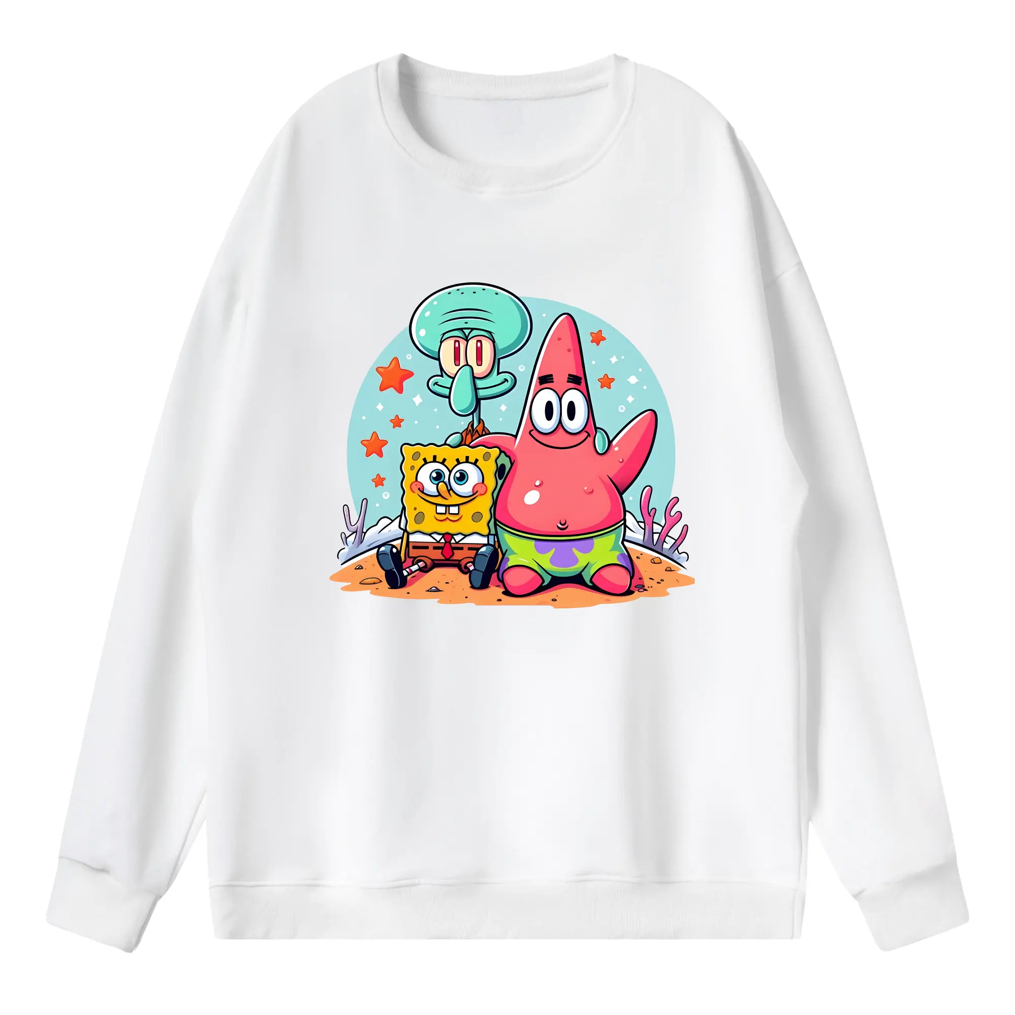 スポンジボブ グッズ パトリック・スター - 薄手 クルーネック スウェット 裏毛260g · ポリエステル 春秋向け カジュアル 男女兼用 · トレーナー デイリー スポーツ 散歩に最適