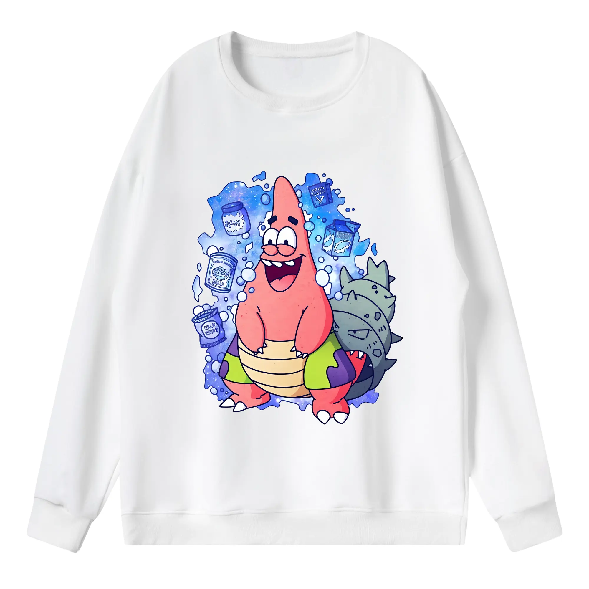 スポンジボブ グッズ パトリック・スター - 薄手 クルーネック スウェット 裏毛260g · ポリエステル 春秋向け カジュアル 男女兼用 · トレーナー デイリー スポーツ 散歩に最適