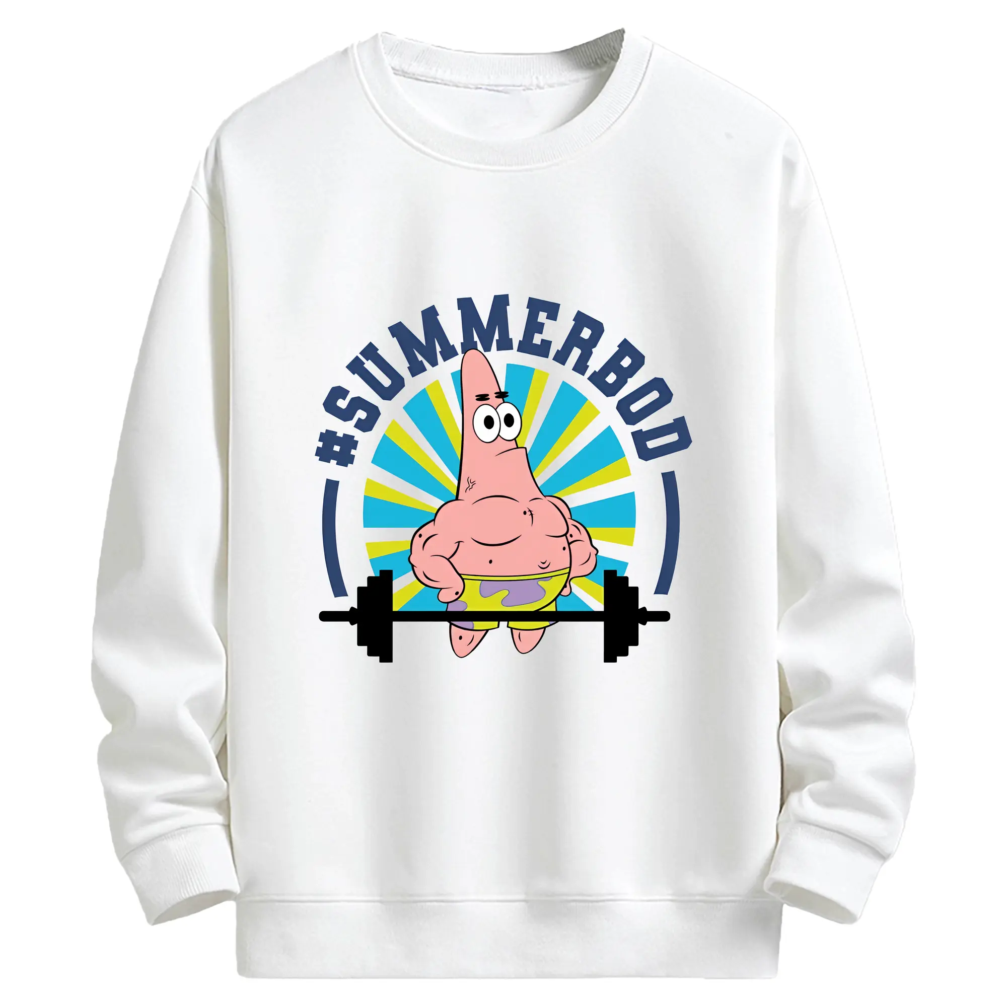 スポンジボブ グッズ パトリック・スター - キッズ クルーネックスウェットシャツ ・ フロントプリント ・ 綿80％ ポリエステル20％ ・ 快適 通学 スポーツ 日常使い お散歩用