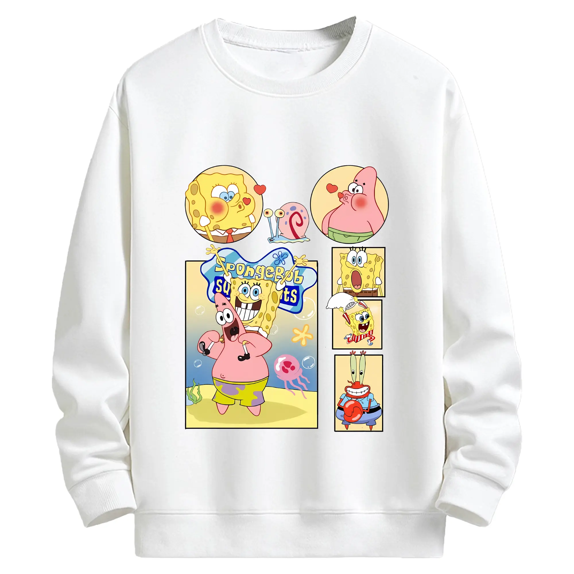 スポンジボブ グッズ パトリック・スター - キッズ クルーネックスウェットシャツ ・ フロントプリント ・ 綿80％ ポリエステル20％ ・ 快適 通学 スポーツ 日常使い お散歩用