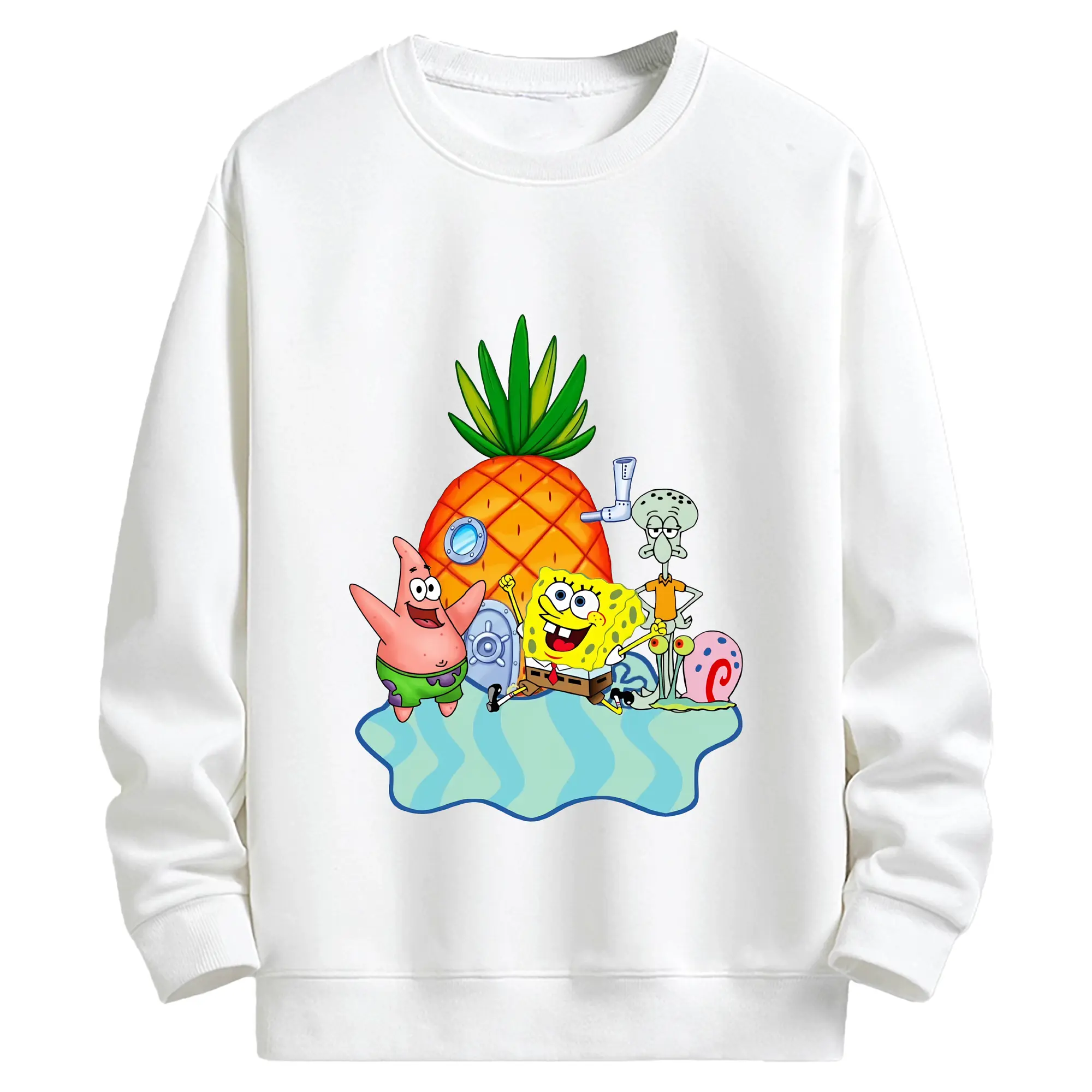 スポンジボブ グッズ パトリック・スター - キッズ クルーネックスウェットシャツ ・ フロントプリント ・ 綿80％ ポリエステル20％ ・ 快適 通学 スポーツ 日常使い お散歩用