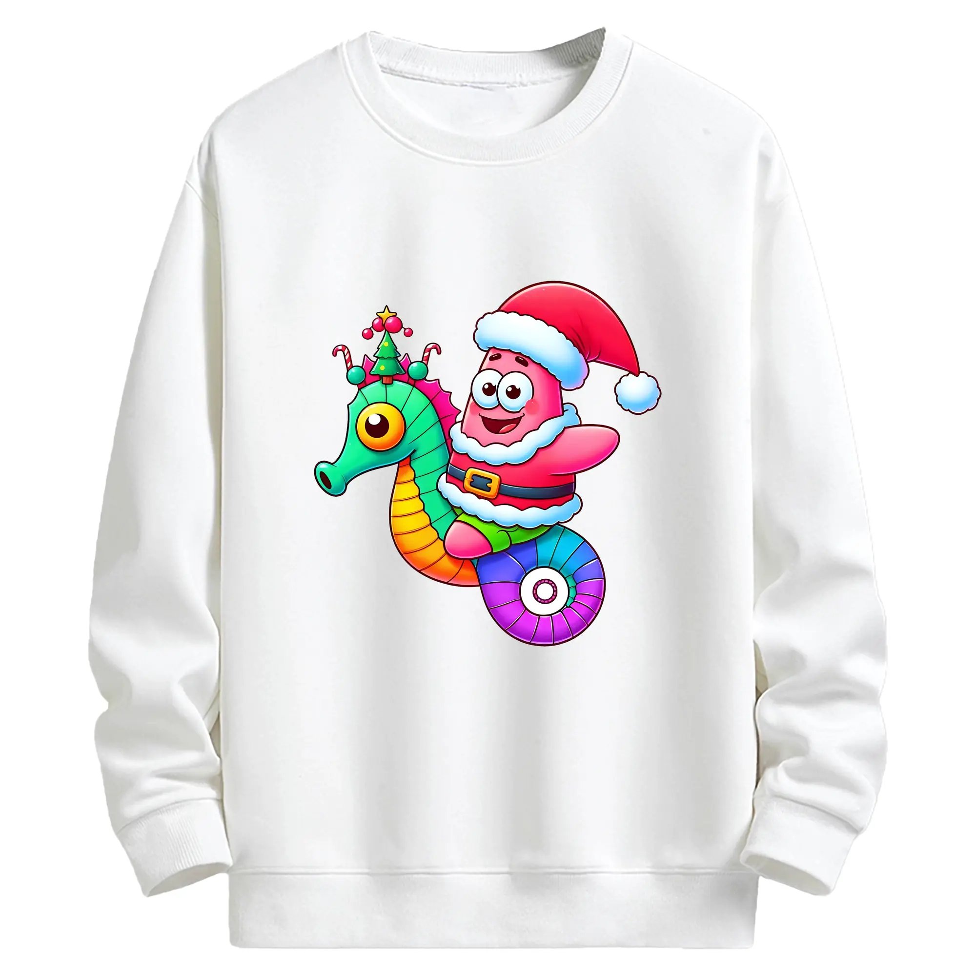 スポンジボブ グッズ パトリック・スター - キッズ クルーネックスウェットシャツ ・ フロントプリント ・ 綿80％ ポリエステル20％ ・ 快適 通学 スポーツ 日常使い お散歩用