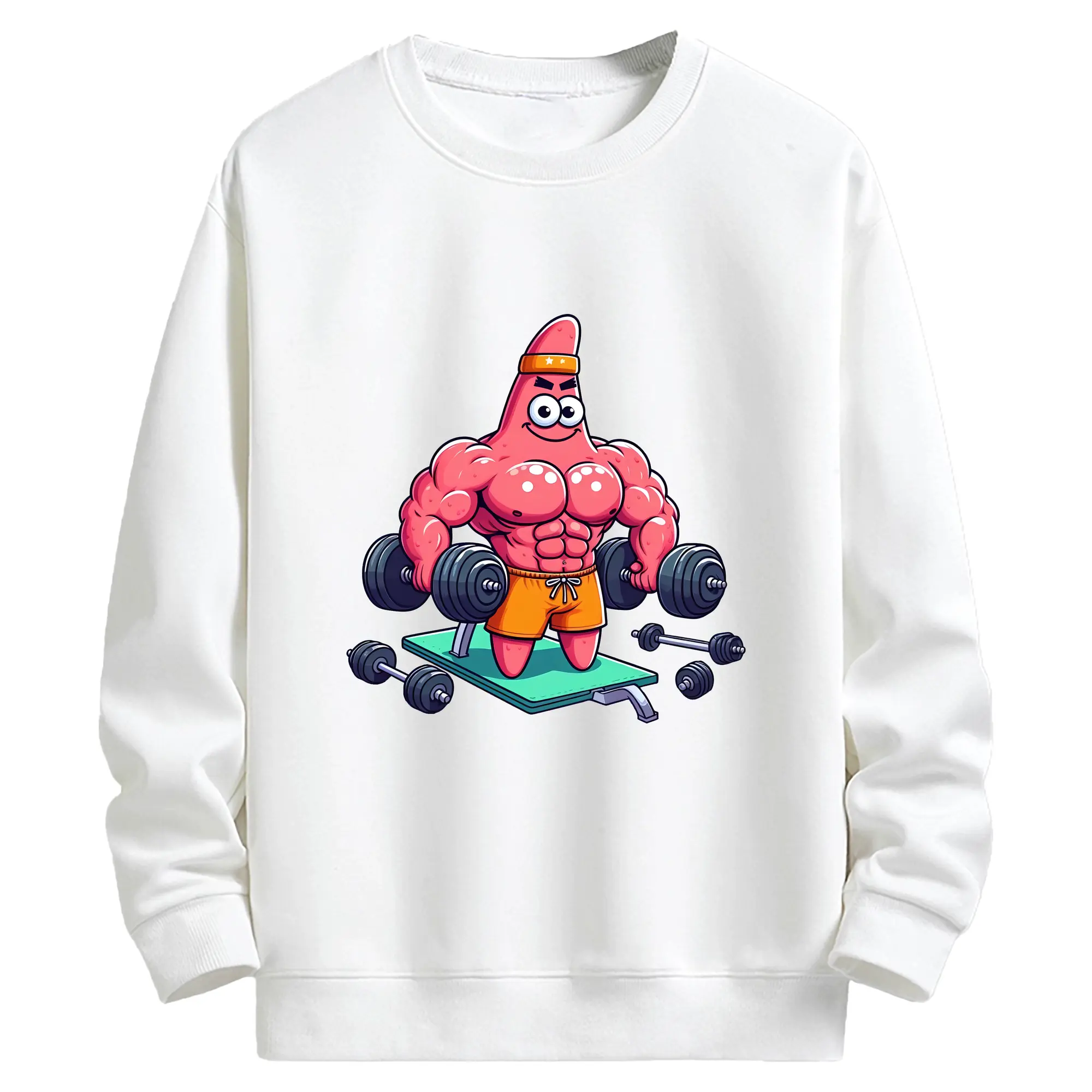 スポンジボブ グッズ パトリック・スター - キッズ クルーネックスウェットシャツ ・ フロントプリント ・ 綿80％ ポリエステル20％ ・ 快適 通学 スポーツ 日常使い お散歩用