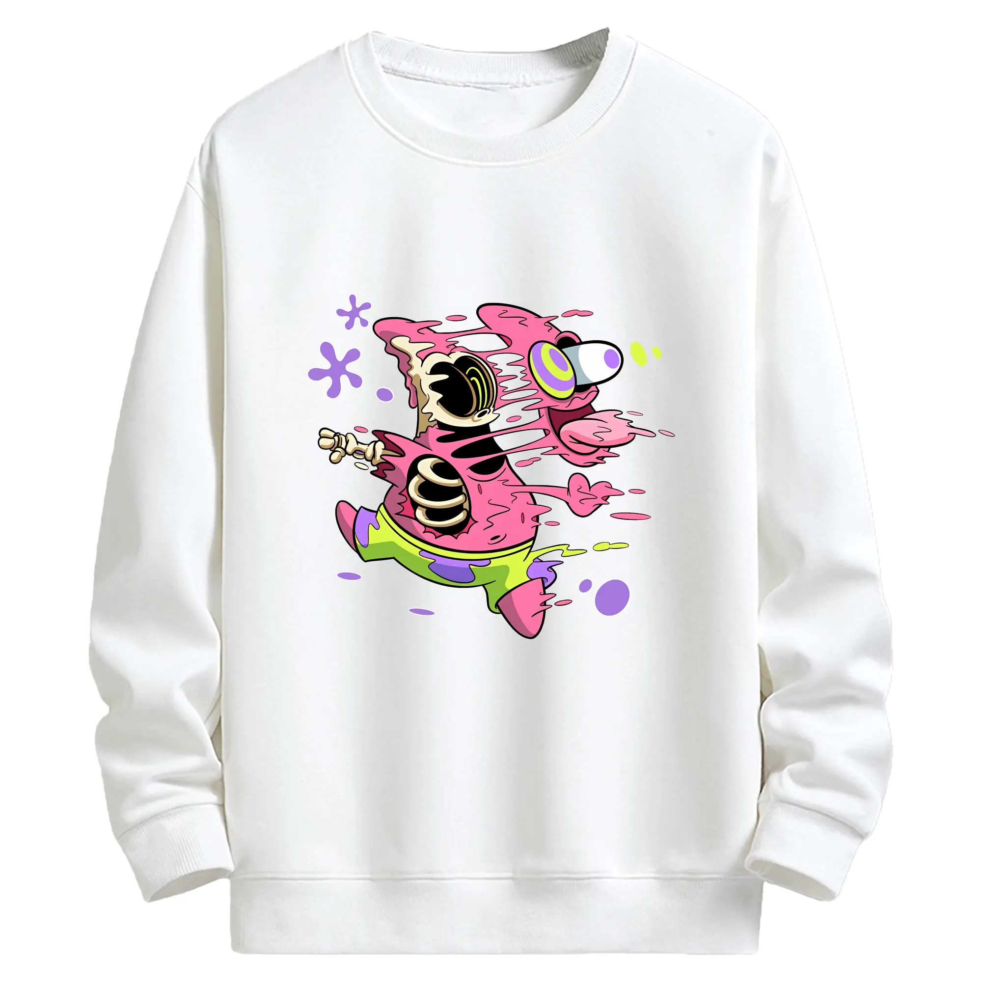 スポンジボブ グッズ パトリック・スター - キッズ クルーネックスウェットシャツ ・ フロントプリント ・ 綿80％ ポリエステル20％ ・ 快適 通学 スポーツ 日常使い お散歩用