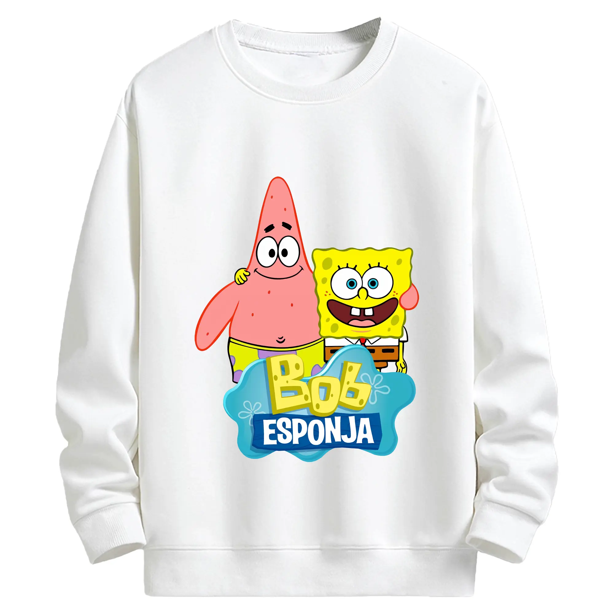 スポンジボブ グッズ パトリック・スター - キッズ クルーネックスウェットシャツ ・ フロントプリント ・ 綿80％ ポリエステル20％ ・ 快適 通学 スポーツ 日常使い お散歩用