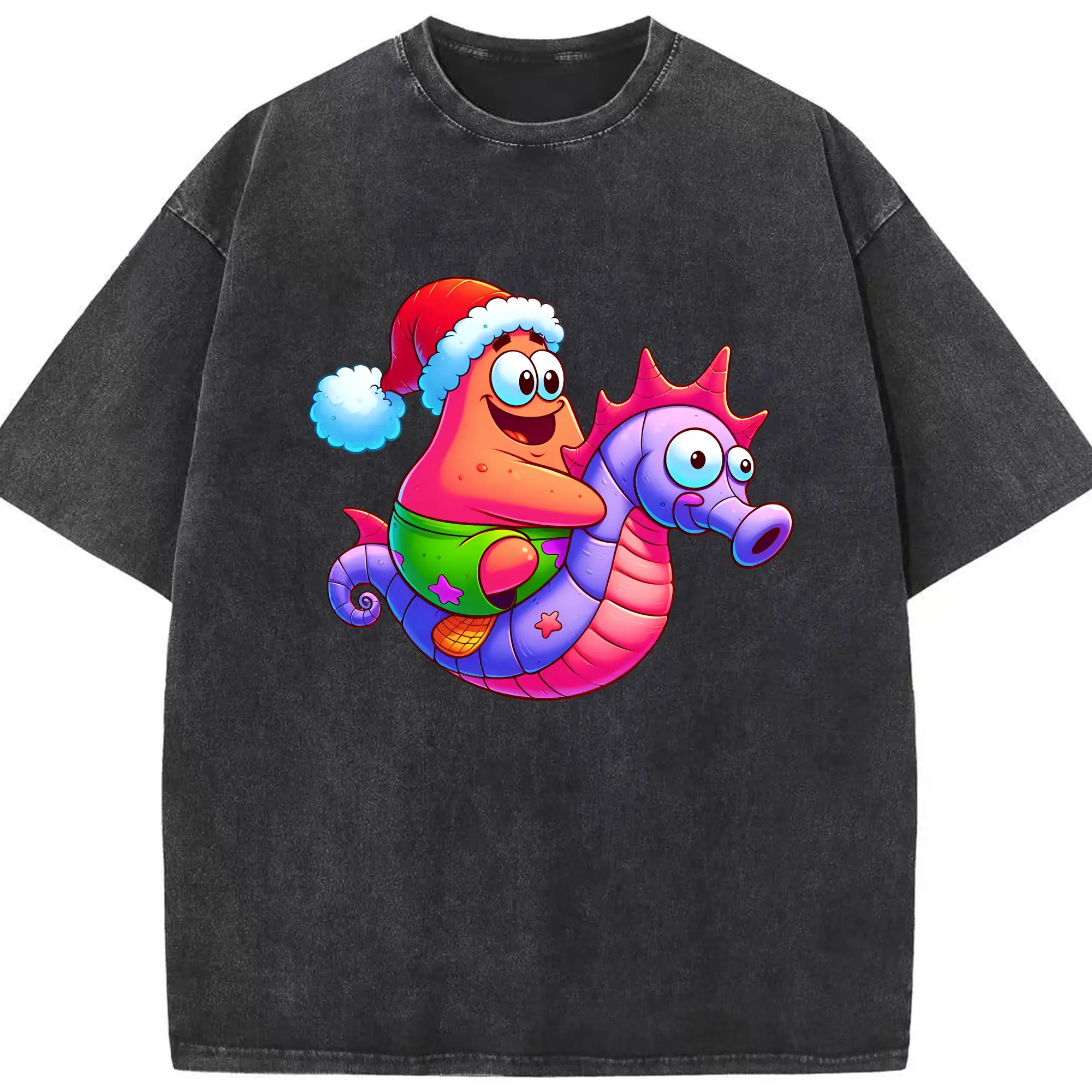 スポンジボブ グッズ パトリック・スター - 綿100％ ヴィンテージ風 半袖Tシャツ ・ フロントプリント ・ 柔らか肌触り ・ 通気性 快適 ・ スポーツ カジュアル 外出用