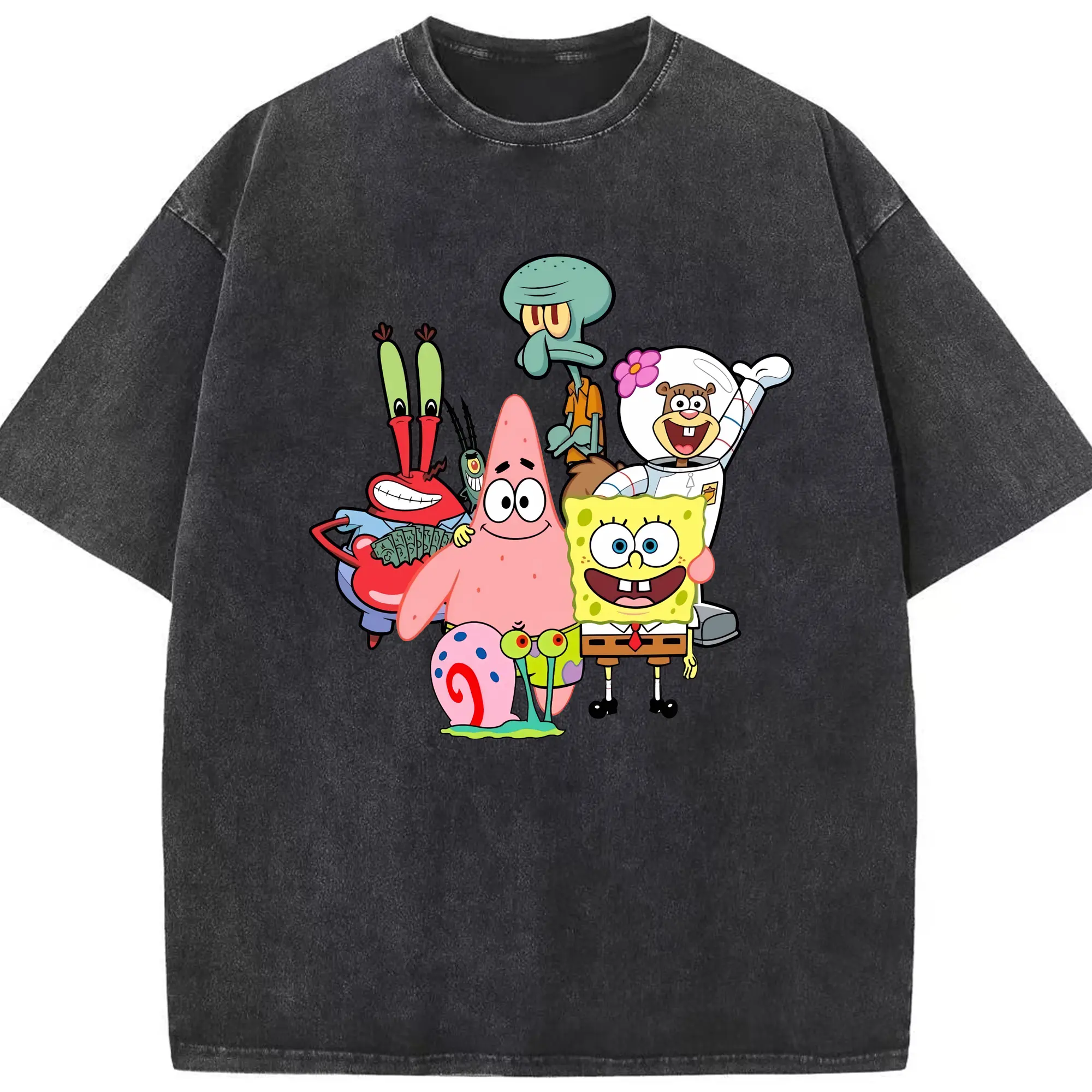 スポンジボブ グッズ パトリック・スター - 綿100％ ヴィンテージ風 半袖Tシャツ ・ フロントプリント ・ 柔らか肌触り ・ 通気性 快適 ・ スポーツ カジュアル 外出用