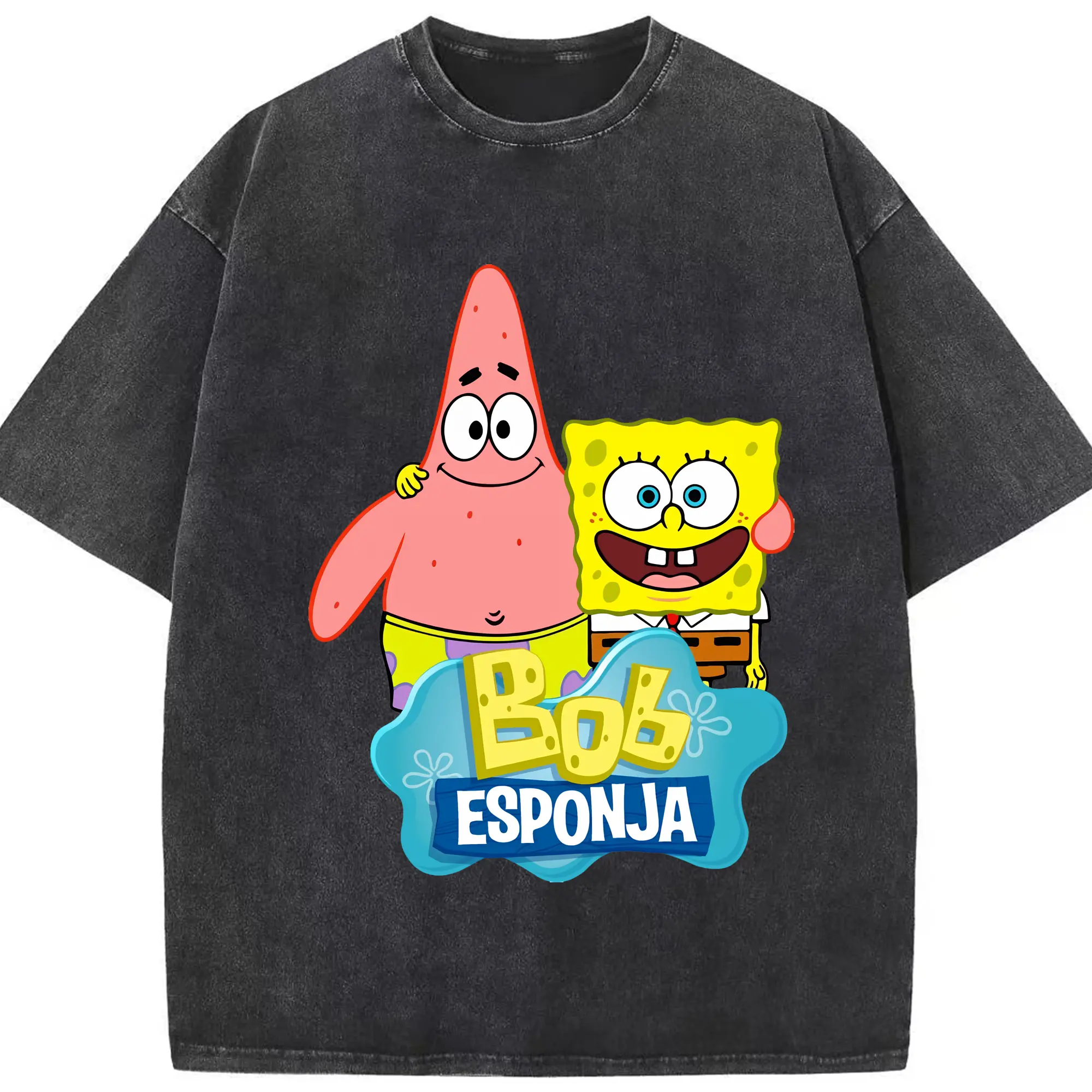 スポンジボブ グッズ パトリック・スター - 綿100％ ヴィンテージ風 半袖Tシャツ ・ フロントプリント ・ 柔らか肌触り ・ 通気性 快適 ・ スポーツ カジュアル 外出用