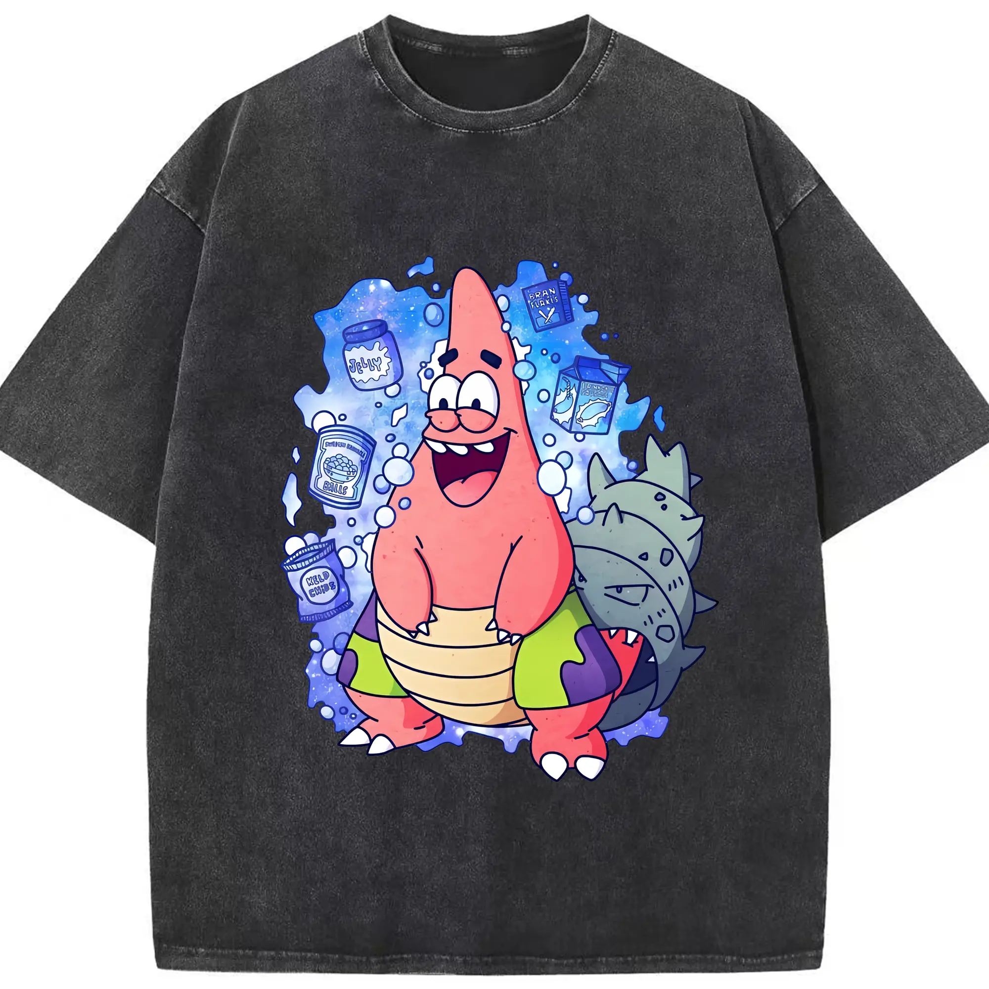 スポンジボブ グッズ パトリック・スター - 綿100％ ヴィンテージ風 半袖Tシャツ ・ フロントプリント ・ 柔らか肌触り ・ 通気性 快適 ・ スポーツ カジュアル 外出用