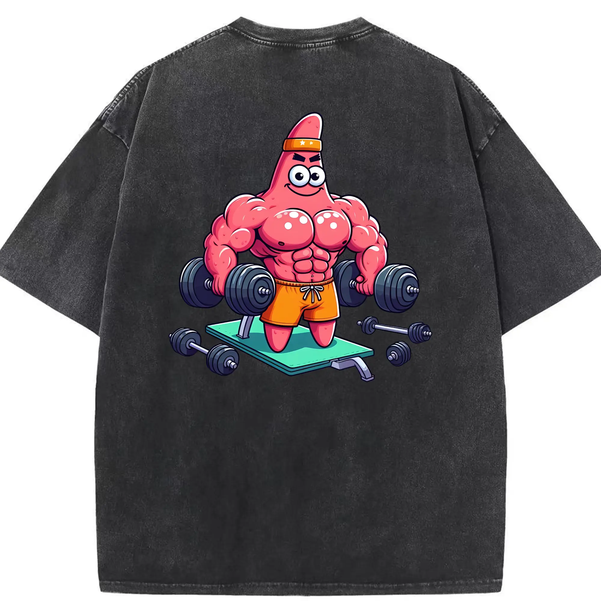 スポンジボブ グッズ パトリック・スター - 綿100％ ヴィンテージ風 半袖Tシャツ ・ 背面プリント ・ 柔らか肌触り ・ 通気性 快適 ・ スポーツ カジュアル 外出用