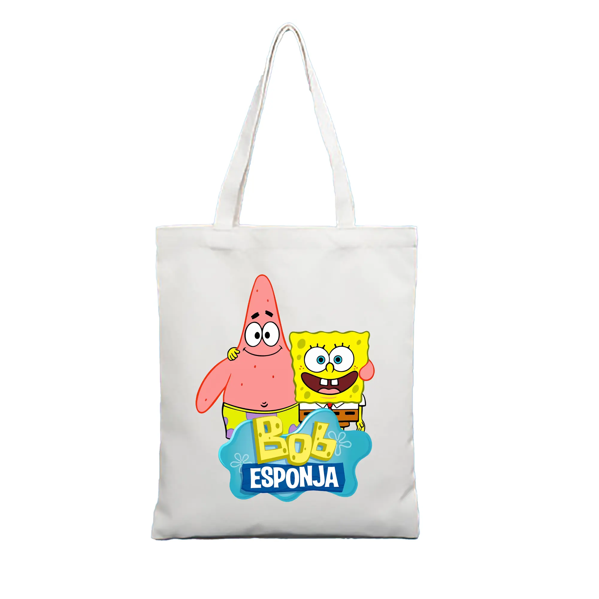 スポンジボブ グッズ パトリック・スター - 縦型キャンバス手提げバッグ（トートバッグ） ・ キャンバス素材 ・ ショッピング用 ・ 軽量 丈夫 お手入れ簡単