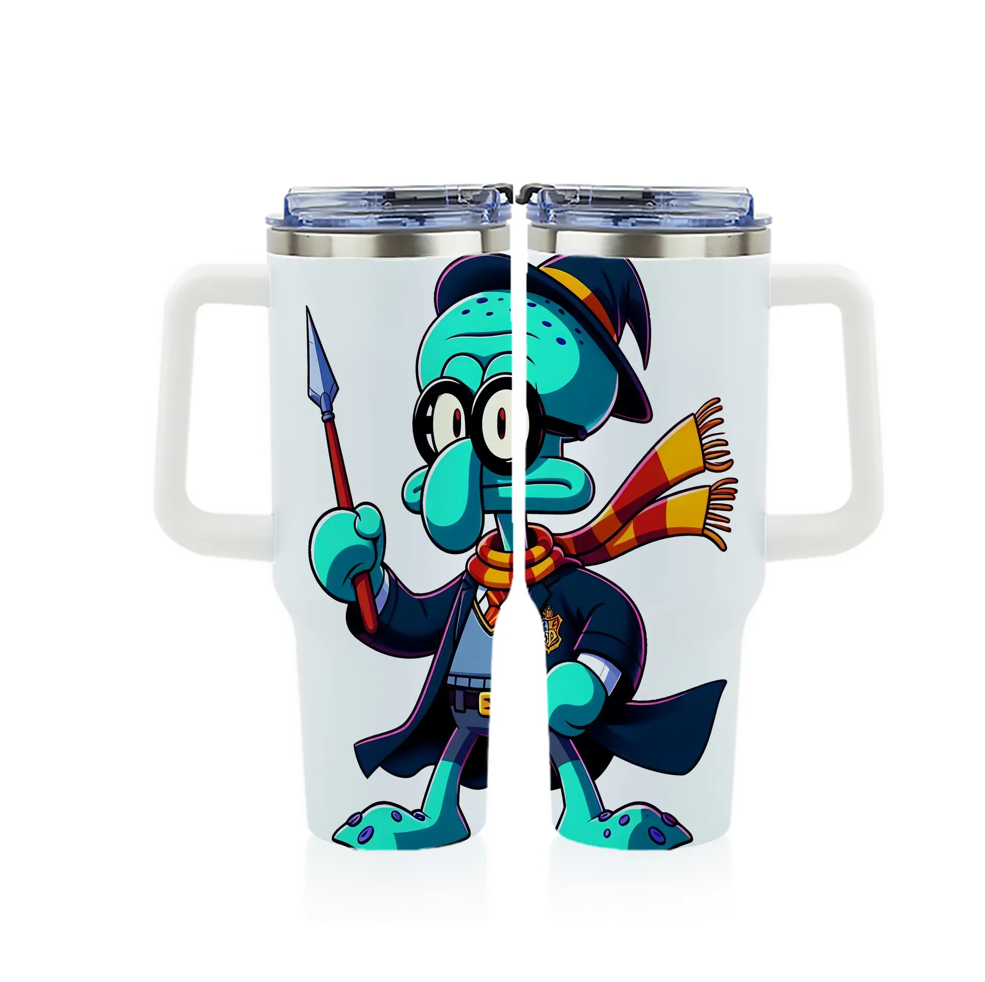 スポンジボブ グッズ イカルド - 1200mL フルプリント車用タンブラー ・ 304ステンレス 内側 ・ 201ステンレス 外側 ・ 保温 保冷 ・ 通勤 ドライブ アウトドア用