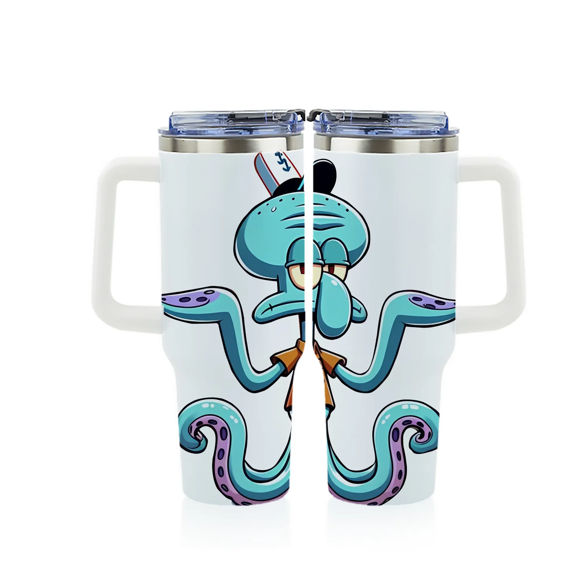 スポンジボブ グッズ イカルド - 1200mL フルプリント車用タンブラー ・ 304ステンレス 内側 ・ 201ステンレス 外側 ・ 保温 保冷 ・ 通勤 ドライブ アウトドア用