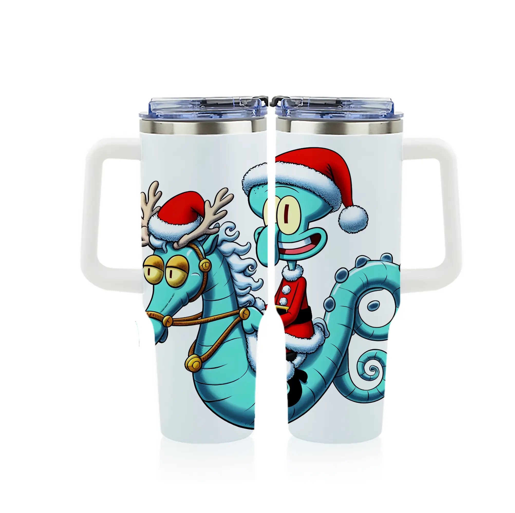 スポンジボブ グッズ イカルド - 1200mL フルプリント車用タンブラー ・ 304ステンレス 内側 ・ 201ステンレス 外側 ・ 保温 保冷 ・ 通勤 ドライブ アウトドア用