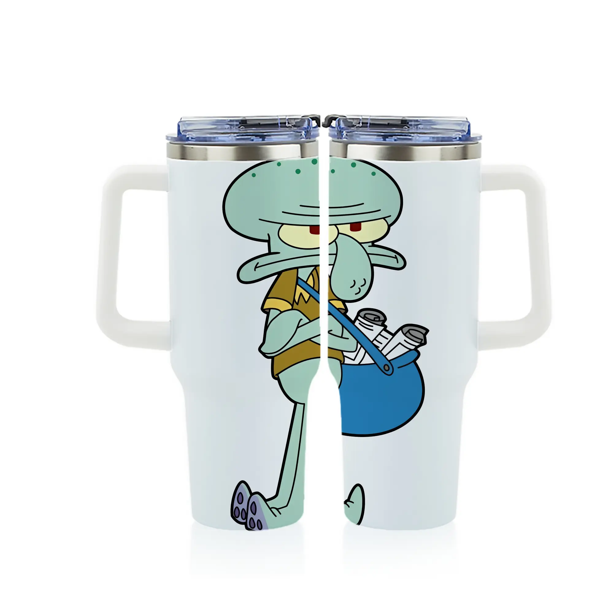 スポンジボブ グッズ イカルド - 1200mL フルプリント車用タンブラー ・ 304ステンレス 内側 ・ 201ステンレス 外側 ・ 保温 保冷 ・ 通勤 ドライブ アウトドア用