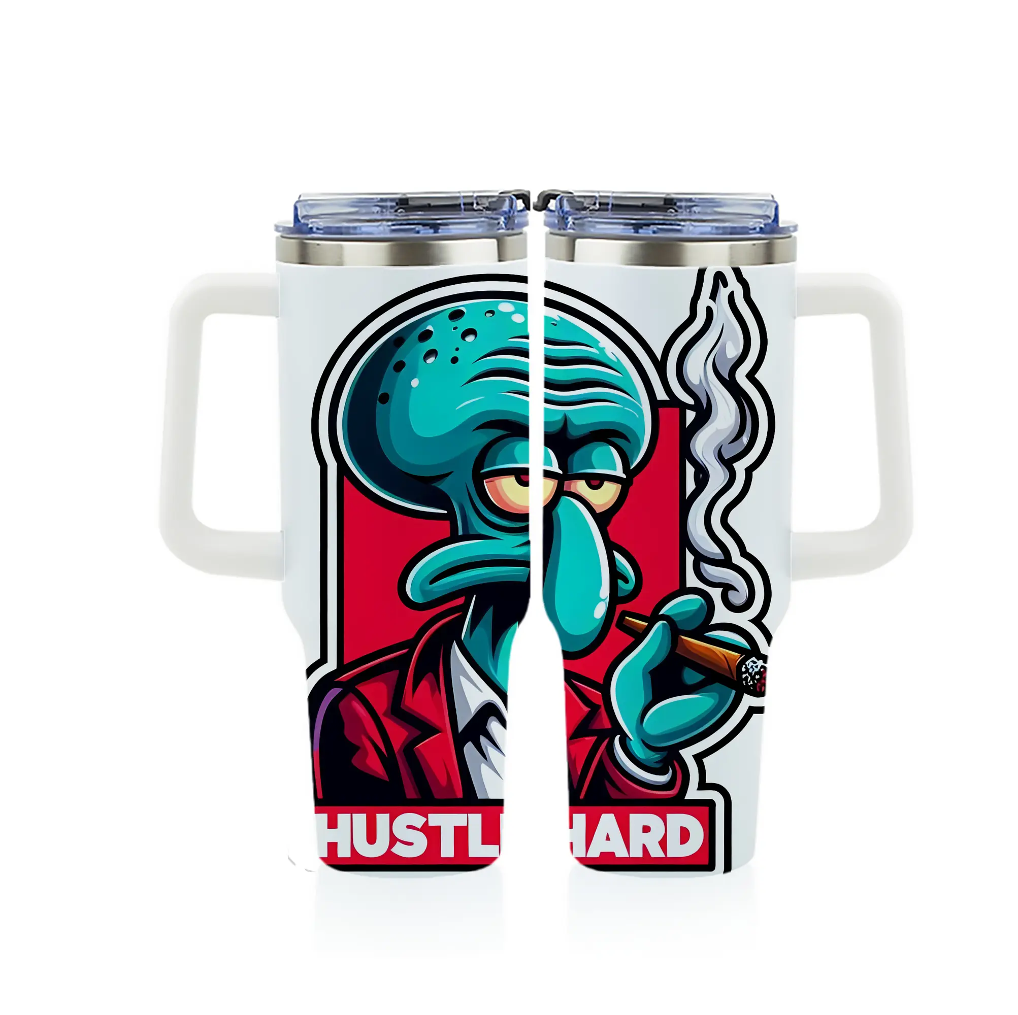 スポンジボブ グッズ イカルド - 1200mL フルプリント車用タンブラー ・ 304ステンレス 内側 ・ 201ステンレス 外側 ・ 保温 保冷 ・ 通勤 ドライブ アウトドア用