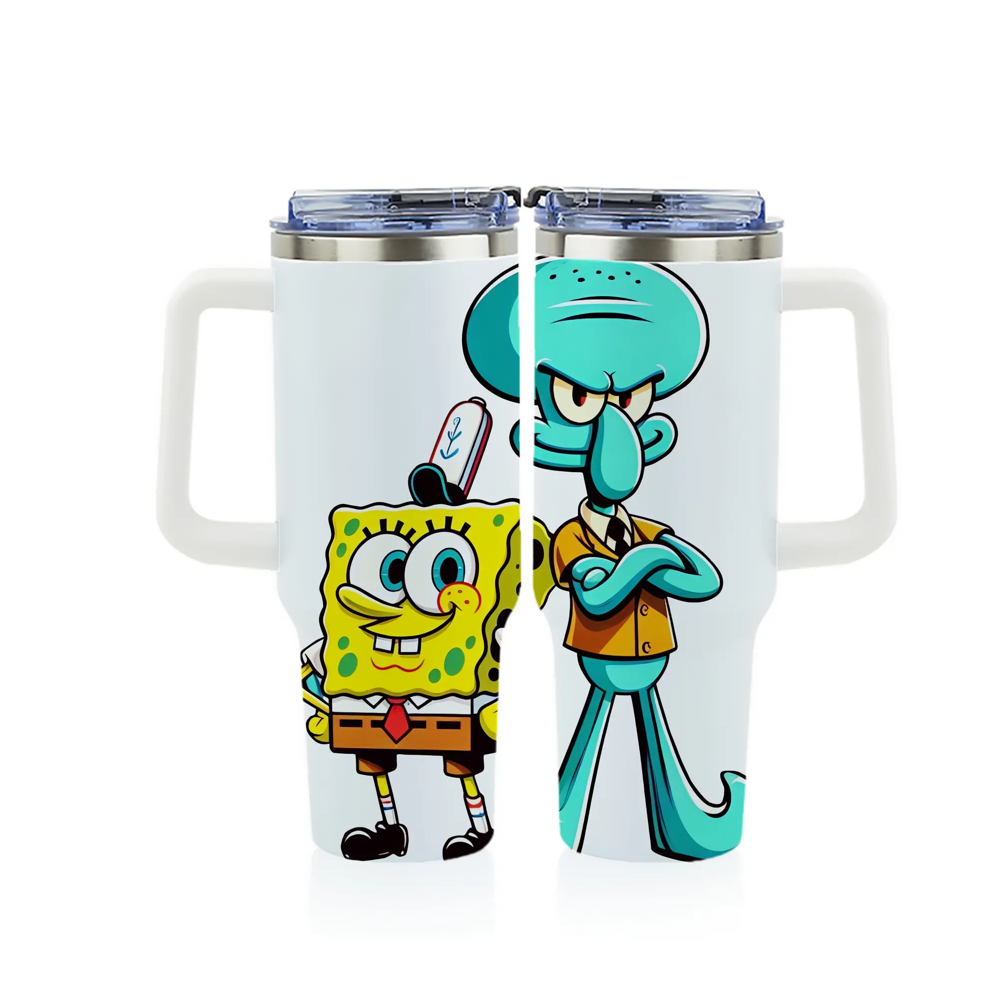 スポンジボブ グッズ イカルド - 1200mL フルプリント車用タンブラー ・ 304ステンレス 内側 ・ 201ステンレス 外側 ・ 保温 保冷 ・ 通勤 ドライブ アウトドア用