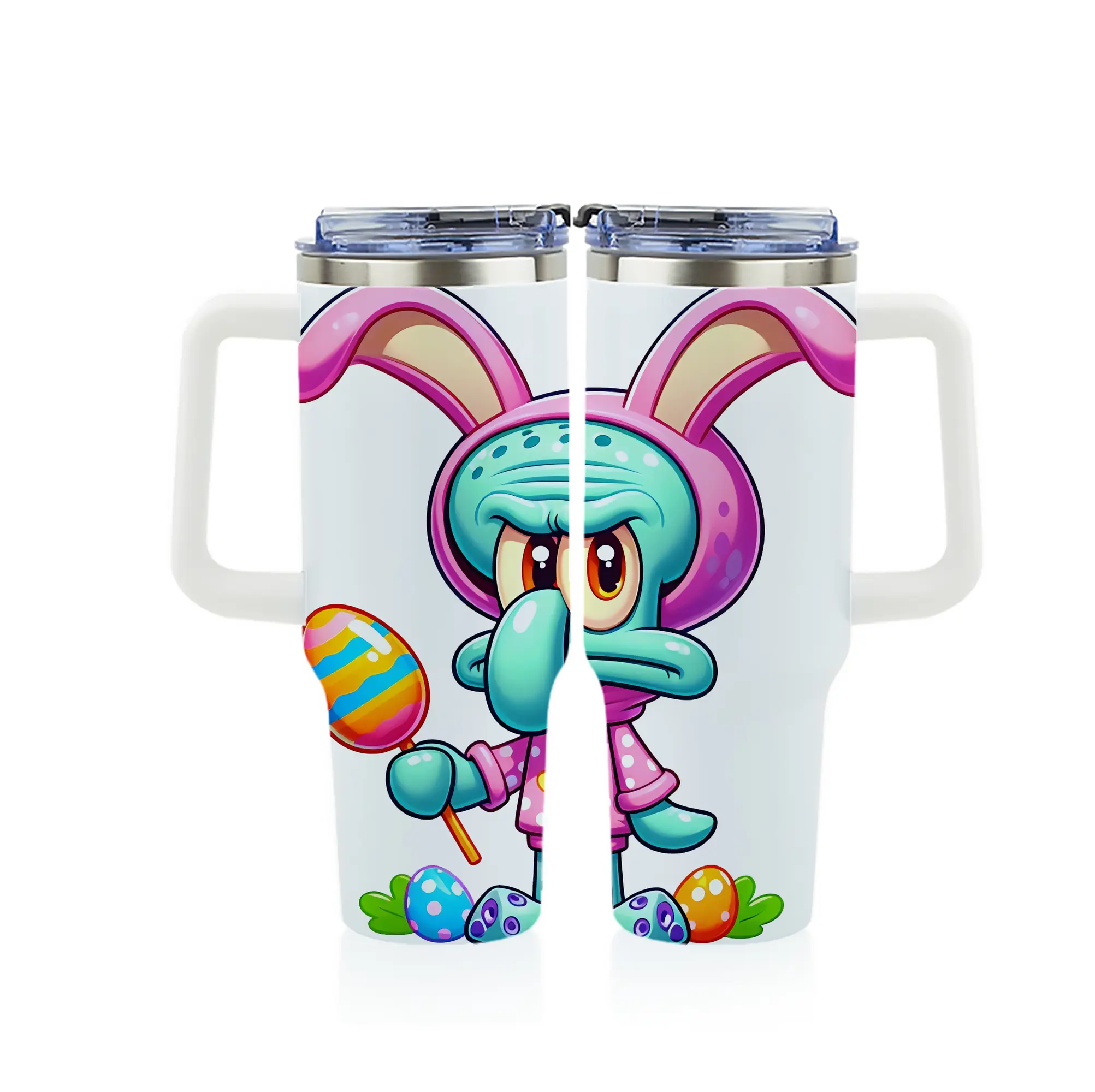 スポンジボブ グッズ イカルド - 1200mL フルプリント車用タンブラー ・ 304ステンレス 内側 ・ 201ステンレス 外側 ・ 保温 保冷 ・ 通勤 ドライブ アウトドア用