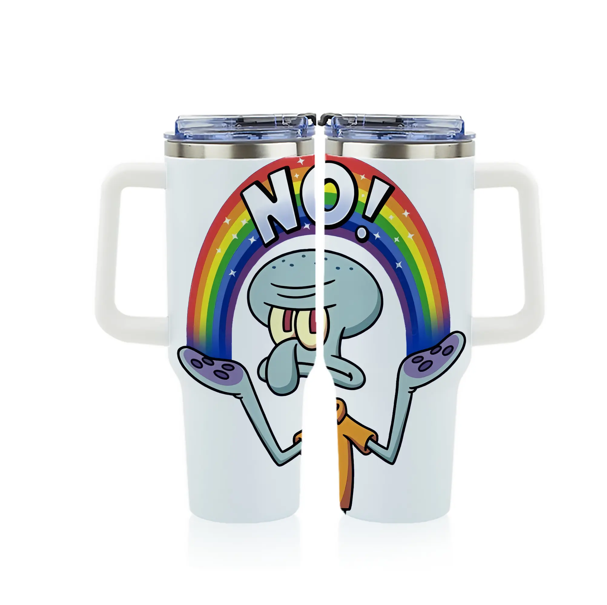 スポンジボブ グッズ イカルド - 1200mL フルプリント車用タンブラー ・ 304ステンレス 内側 ・ 201ステンレス 外側 ・ 保温 保冷 ・ 通勤 ドライブ アウトドア用