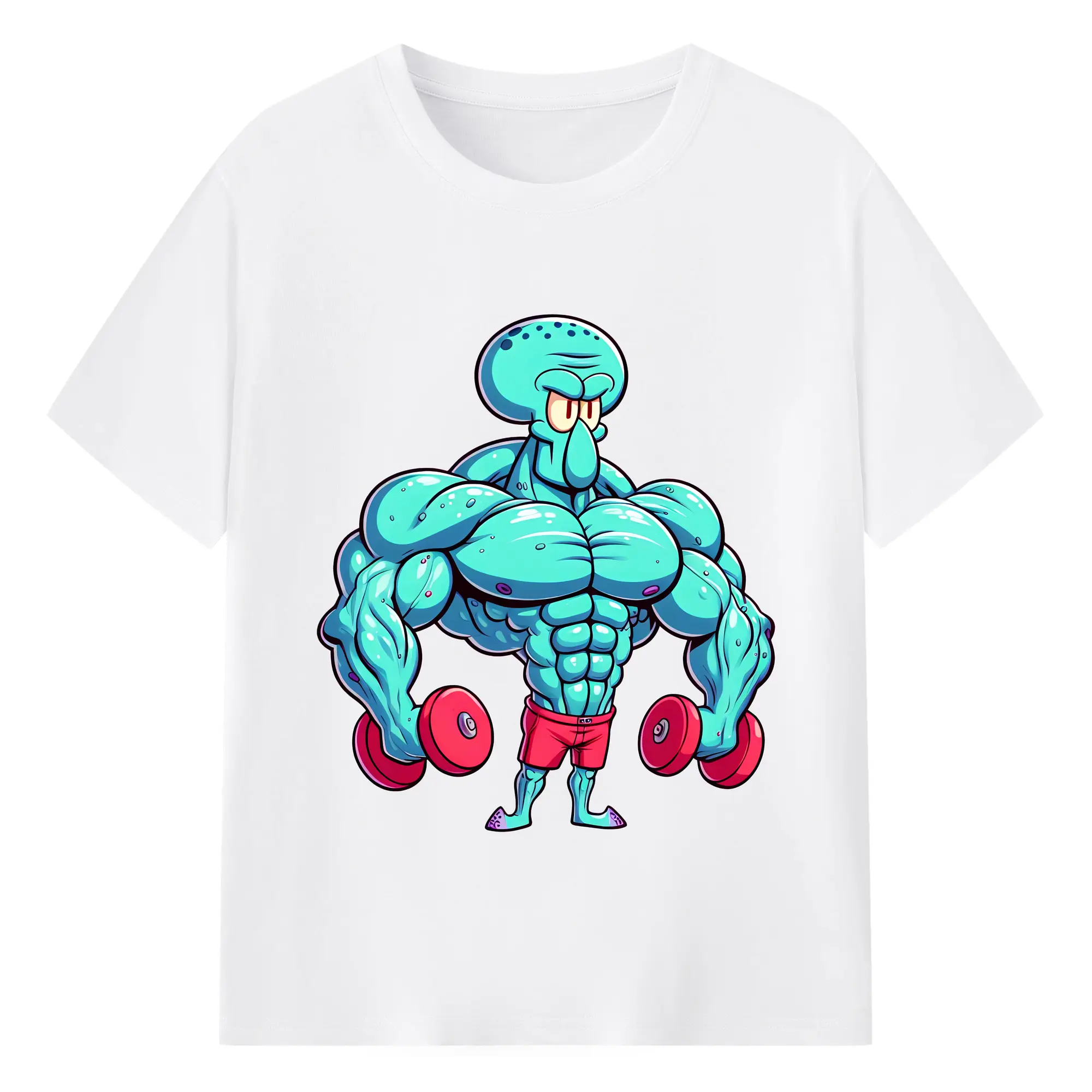 スポンジボブ グッズ イカルド - 綿100％ 半袖Tシャツ ・ フロントプリント ・ 快適 通気性 ・ 日常使い 散歩 スポーツ用