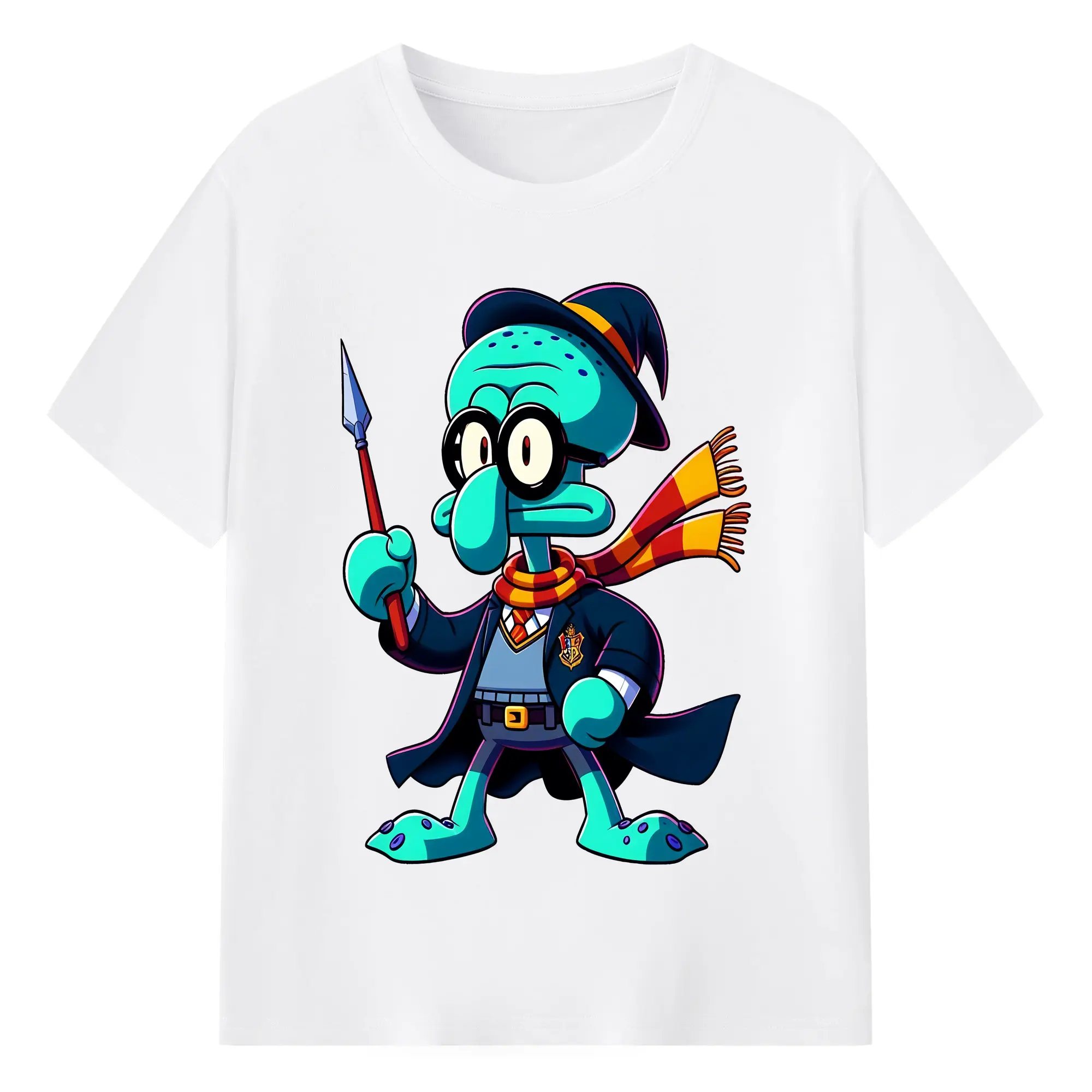 スポンジボブ グッズ イカルド - 綿100％ 半袖Tシャツ ・ フロントプリント ・ 快適 通気性 ・ 日常使い 散歩 スポーツ用