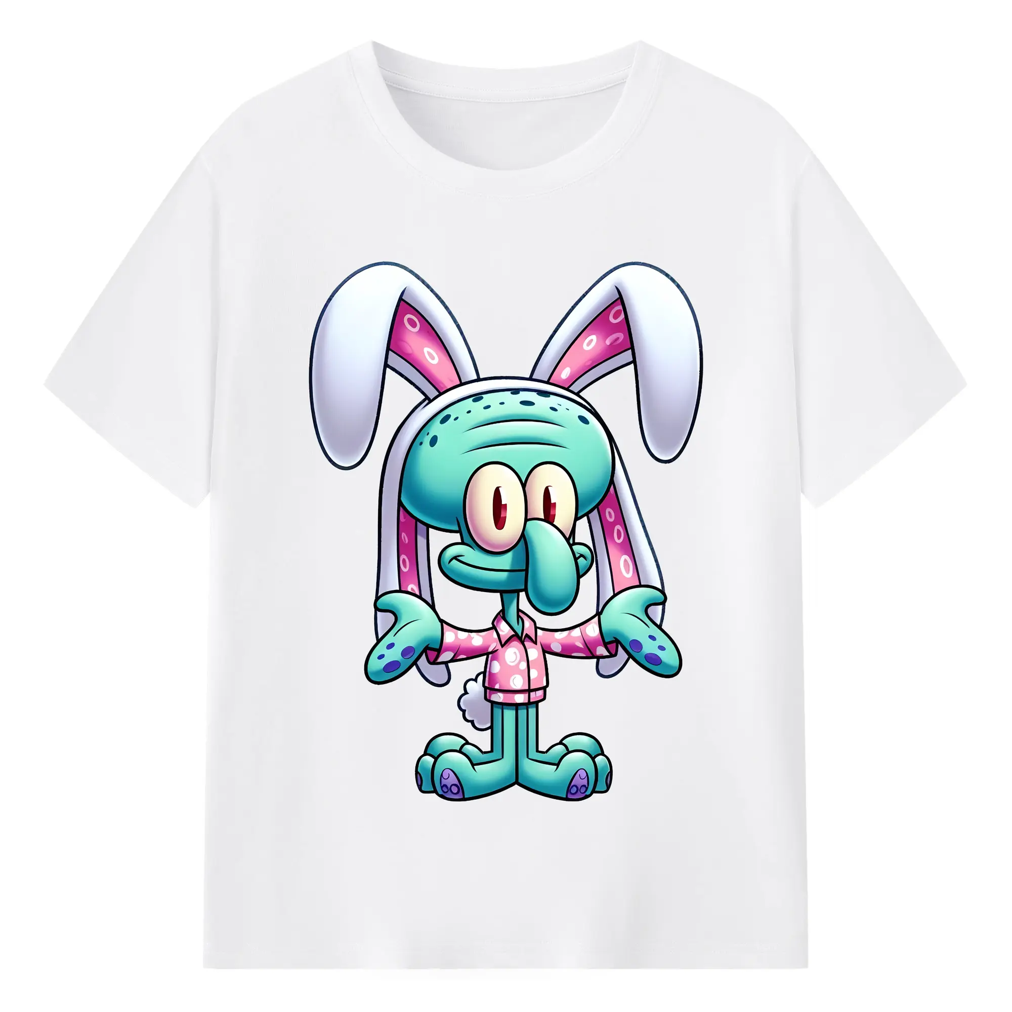 スポンジボブ グッズ イカルド - 綿100％ 半袖Tシャツ ・ フロントプリント ・ 快適 通気性 ・ 日常使い 散歩 スポーツ用