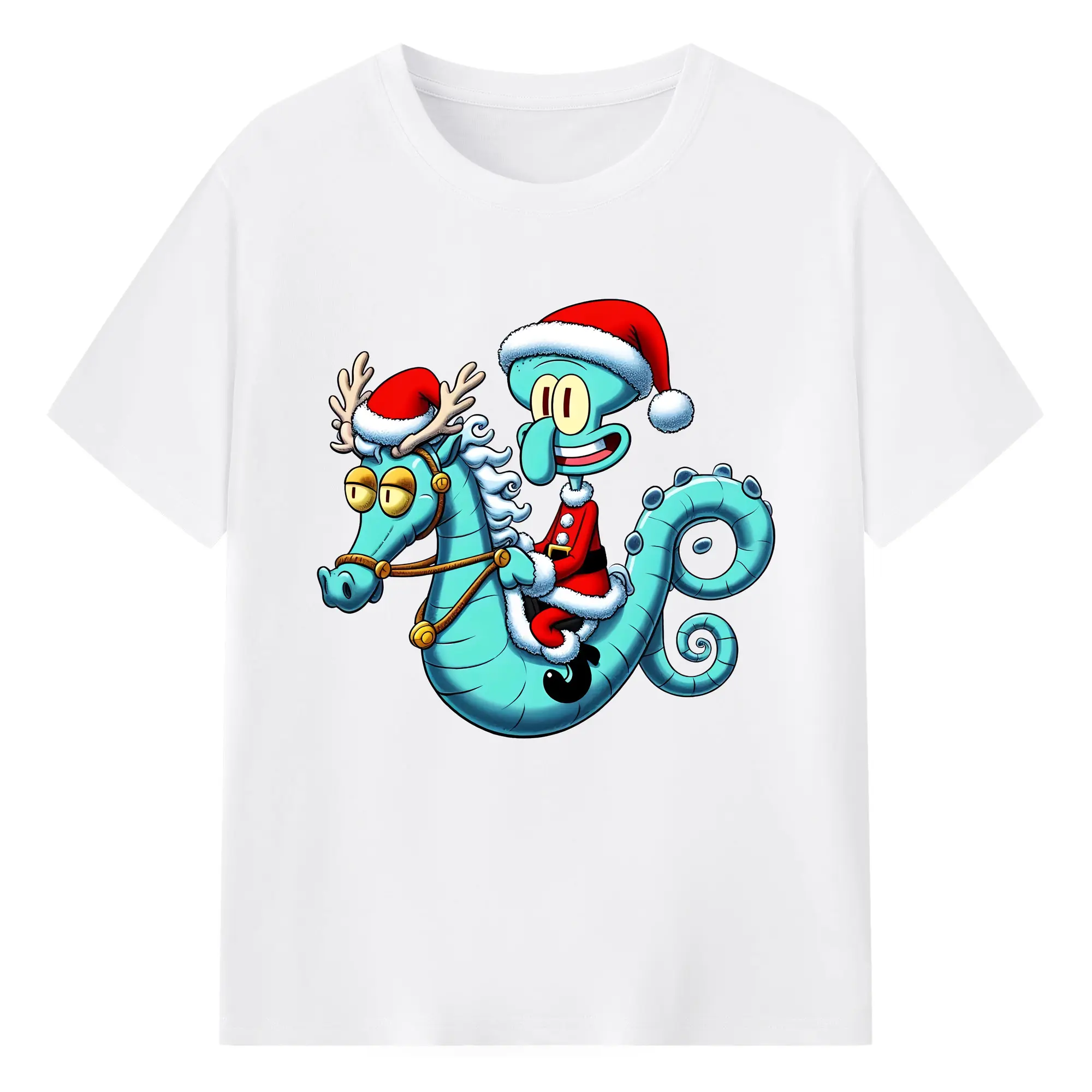 スポンジボブ グッズ イカルド - 綿100％ 半袖Tシャツ ・ フロントプリント ・ 快適 通気性 ・ 日常使い 散歩 スポーツ用