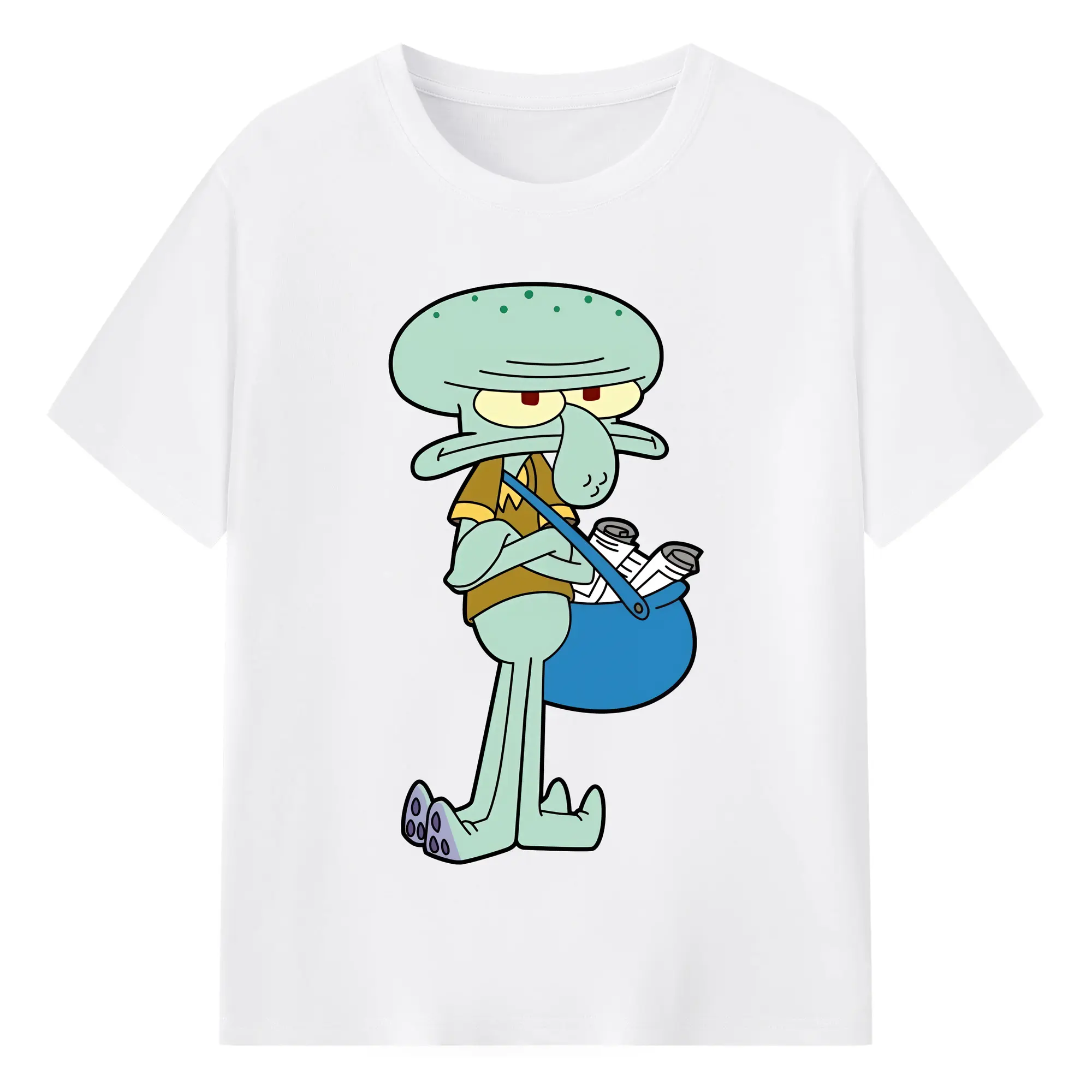 スポンジボブ グッズ イカルド - 綿100％ 半袖Tシャツ ・ フロントプリント ・ 快適 通気性 ・ 日常使い 散歩 スポーツ用