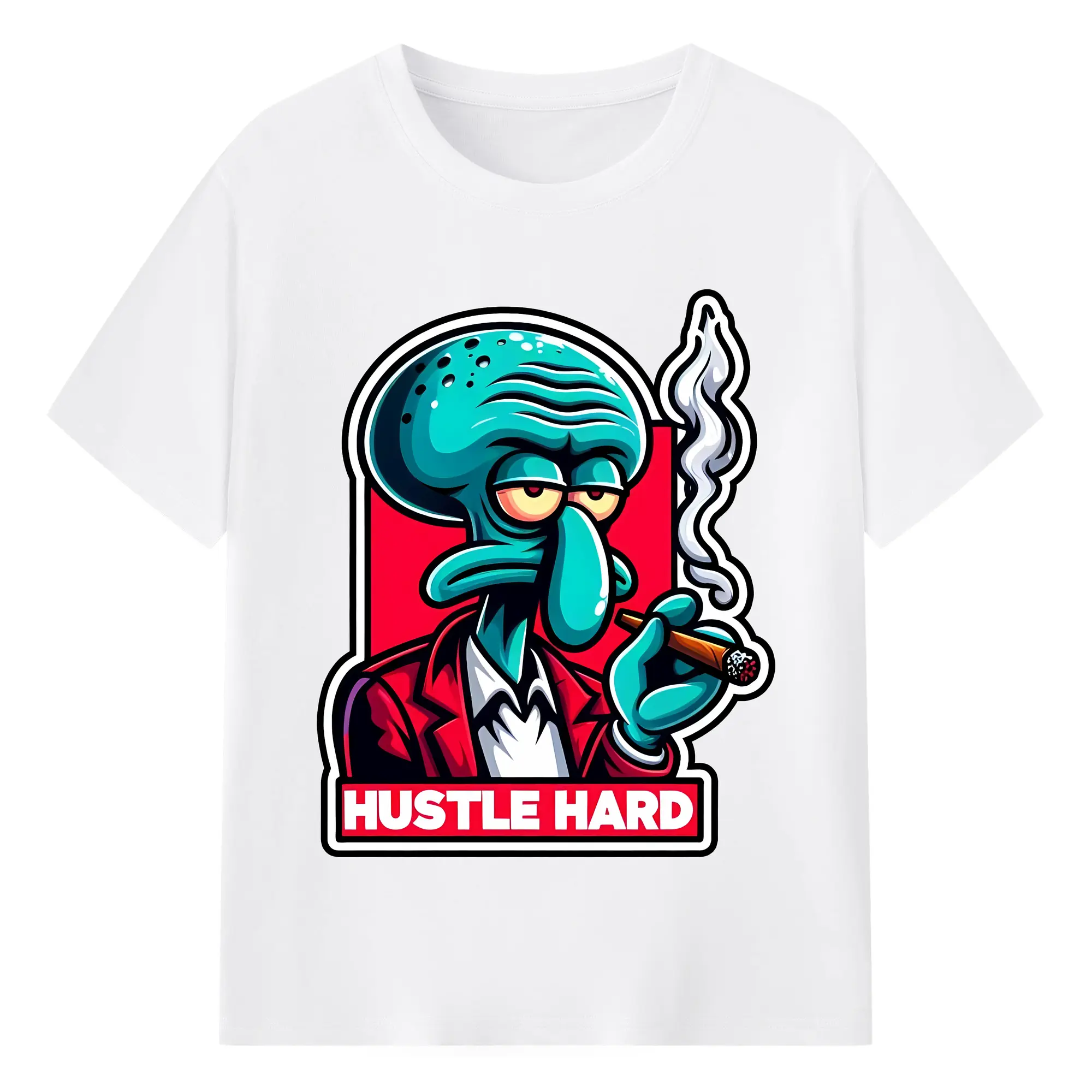 スポンジボブ グッズ イカルド - 綿100％ 半袖Tシャツ ・ フロントプリント ・ 快適 通気性 ・ 日常使い 散歩 スポーツ用