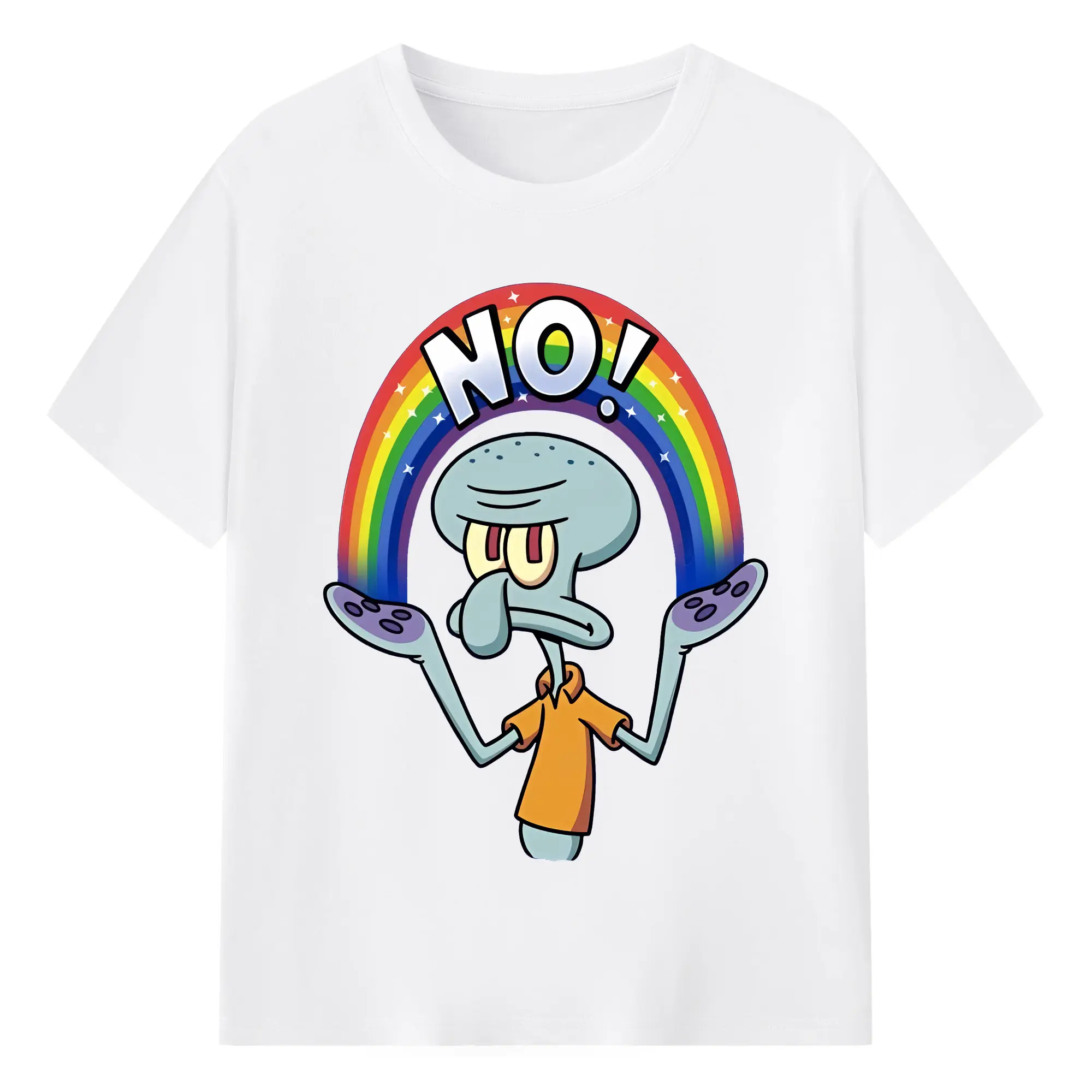 スポンジボブ グッズ イカルド - 綿100％ 半袖Tシャツ ・ フロントプリント ・ 快適 通気性 ・ 日常使い 散歩 スポーツ用