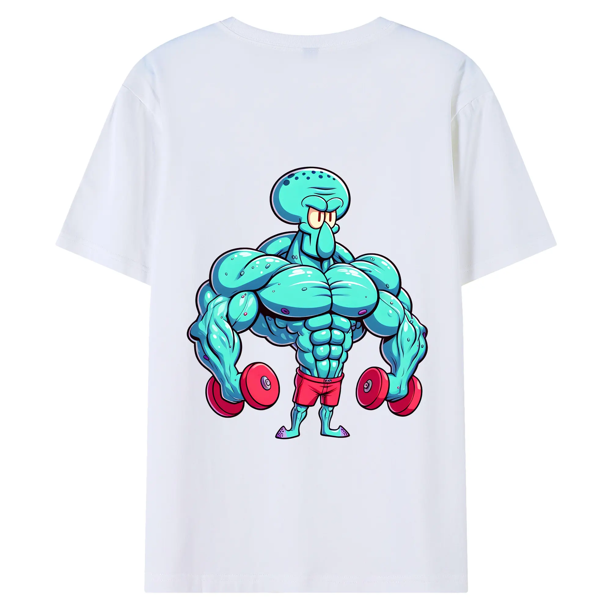 スポンジボブ グッズ イカルド - 綿100％ 半袖Tシャツ ・ バックプリント ・ 快適 通気性 ・ 日常使い 散歩 スポーツ用