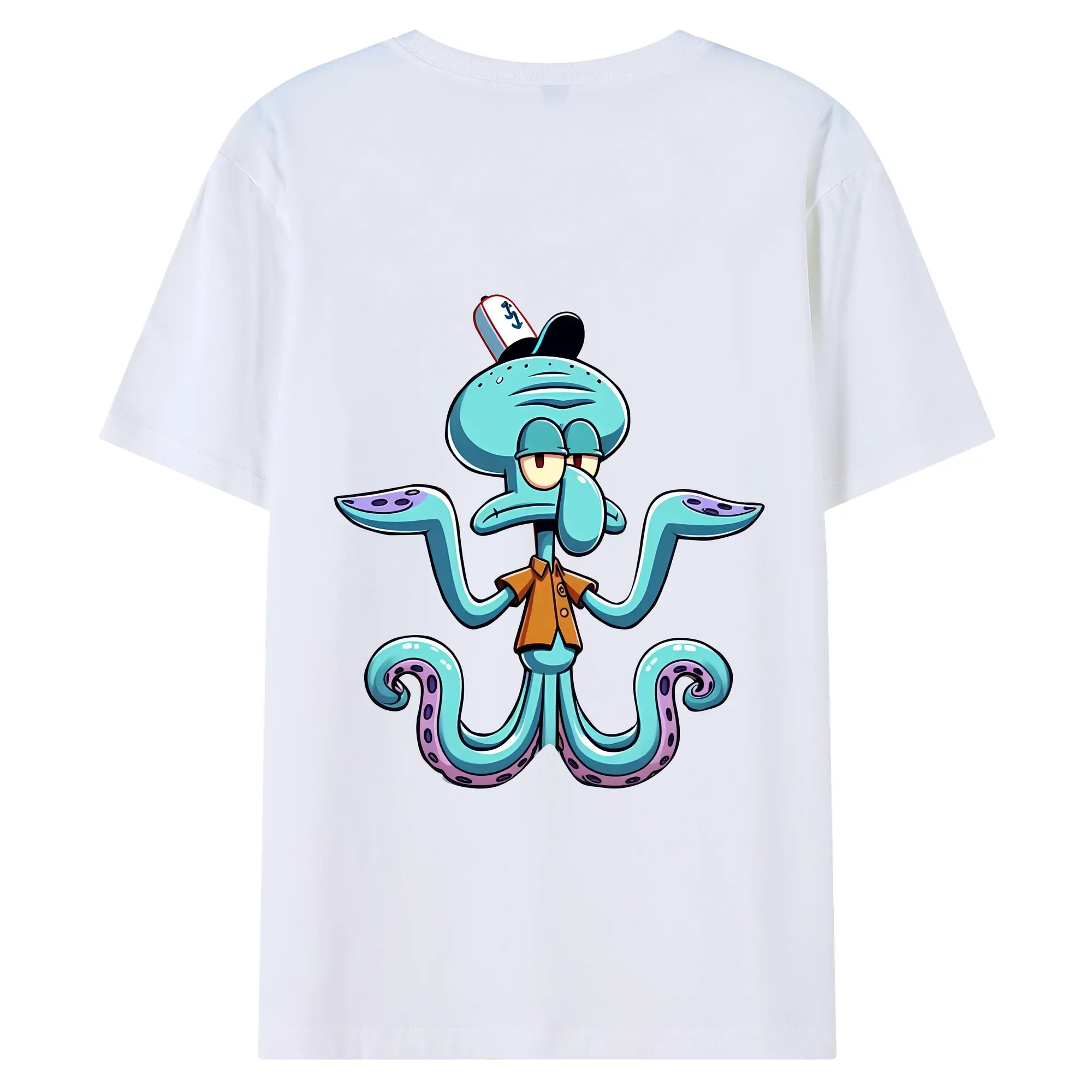 スポンジボブ グッズ イカルド - 綿100％ 半袖Tシャツ ・ バックプリント ・ 快適 通気性 ・ 日常使い 散歩 スポーツ用