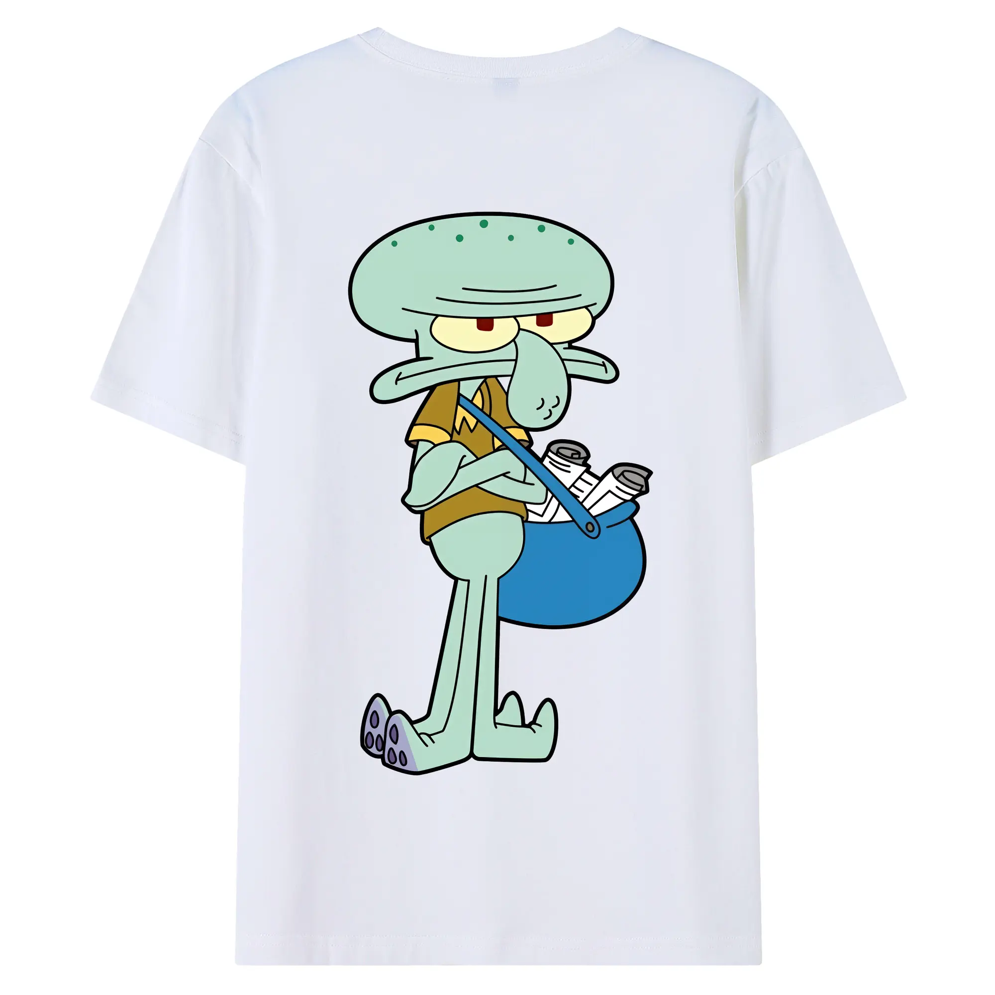 スポンジボブ グッズ イカルド - 綿100％ 半袖Tシャツ ・ バックプリント ・ 快適 通気性 ・ 日常使い 散歩 スポーツ用