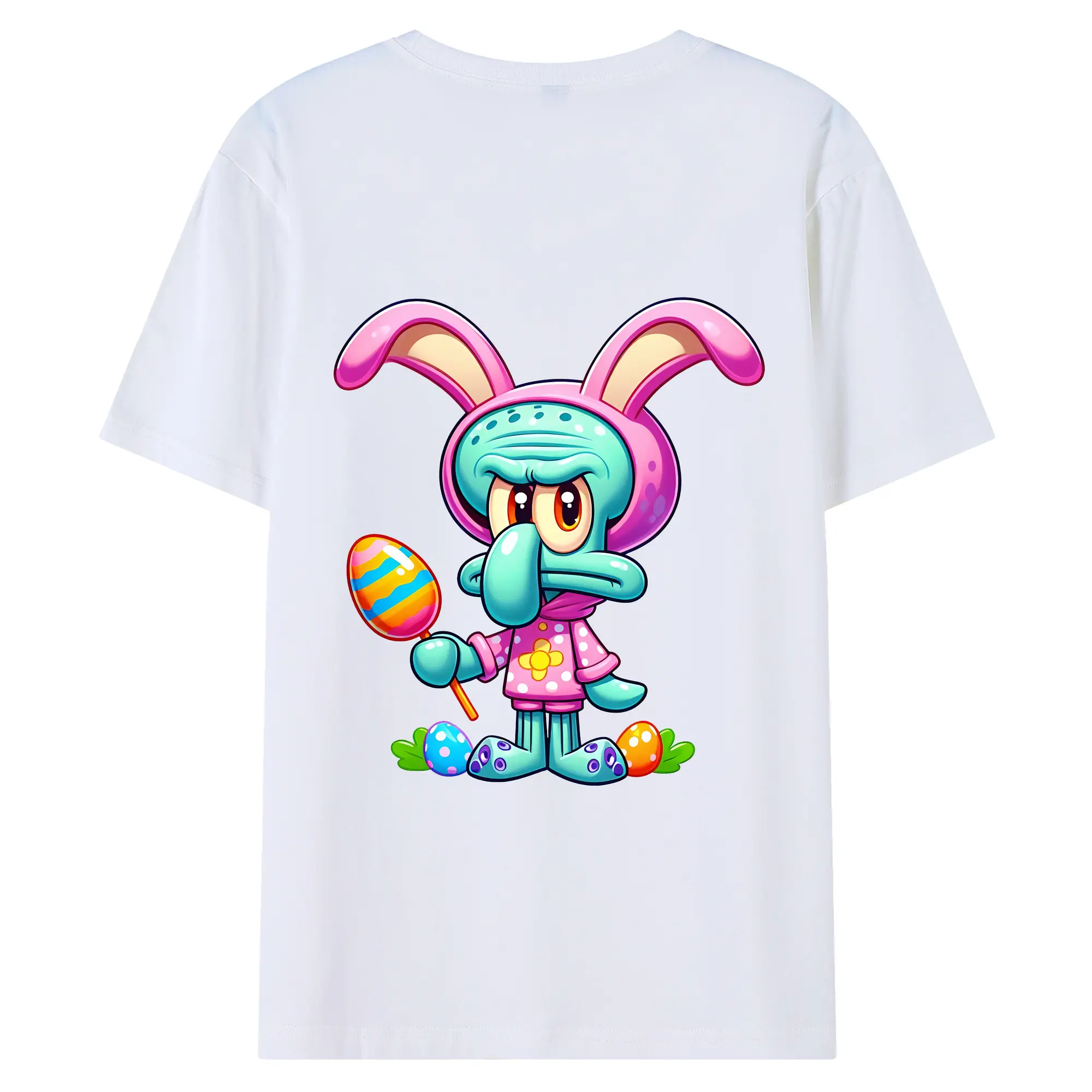 スポンジボブ グッズ イカルド - 綿100％ 半袖Tシャツ ・ バックプリント ・ 快適 通気性 ・ 日常使い 散歩 スポーツ用