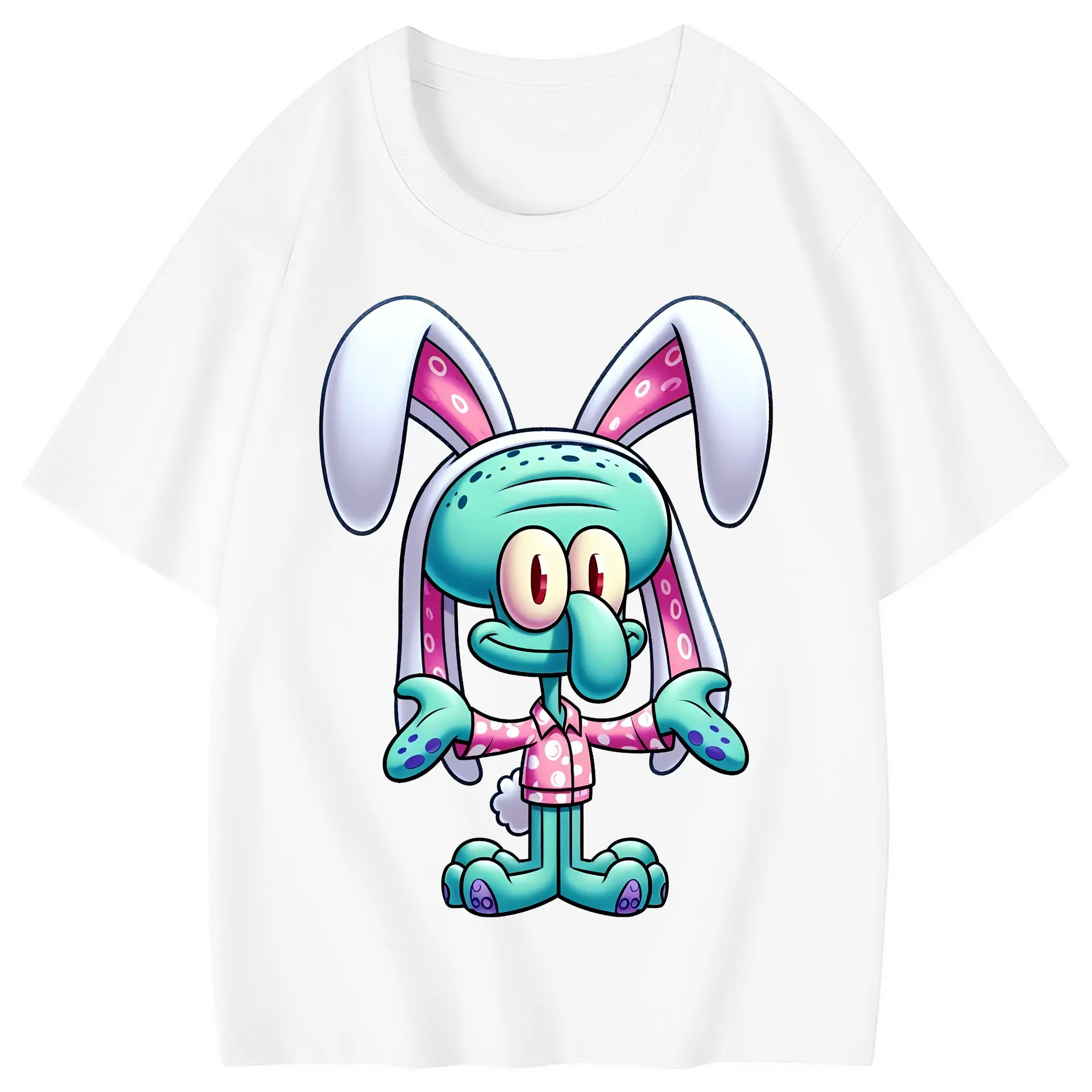 スポンジボブ グッズ イカルド - 綿100％ キッズTシャツ ・ フロントプリント ・ 快適 通気性 ・ スポーツ カジュアル 散歩用