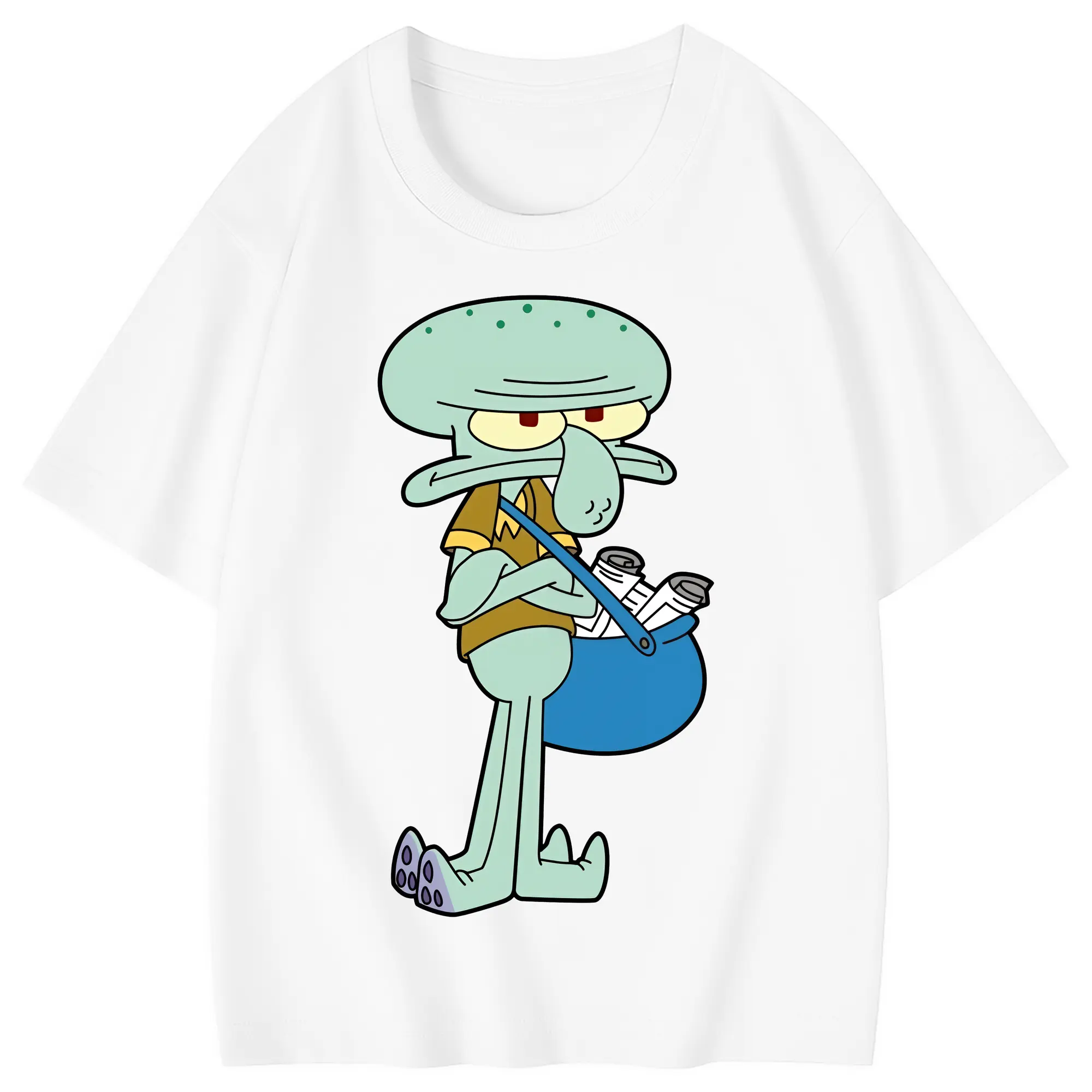 スポンジボブ グッズ イカルド - 綿100％ キッズTシャツ ・ フロントプリント ・ 快適 通気性 ・ スポーツ カジュアル 散歩用