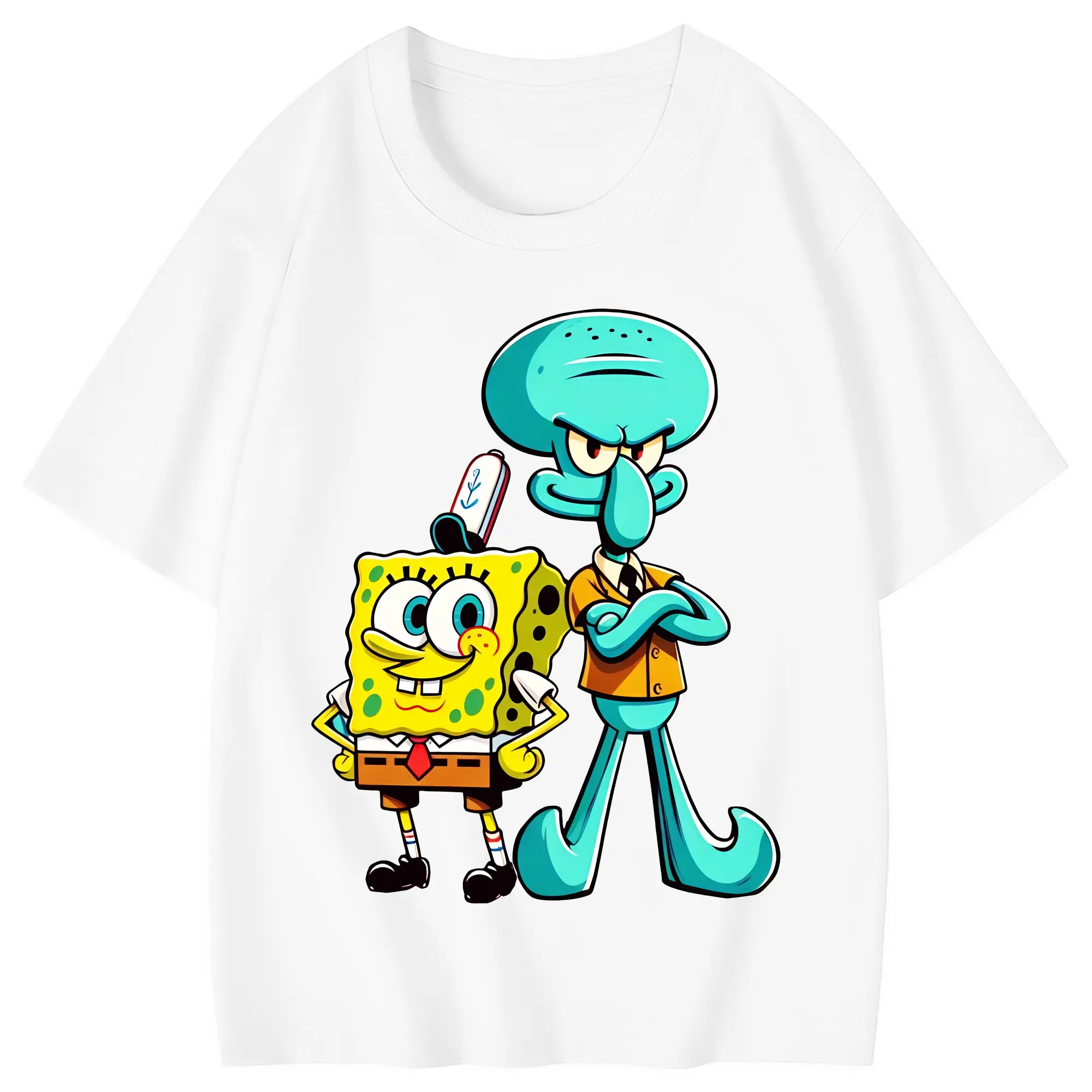 スポンジボブ グッズ イカルド - 綿100％ キッズTシャツ ・ フロントプリント ・ 快適 通気性 ・ スポーツ カジュアル 散歩用