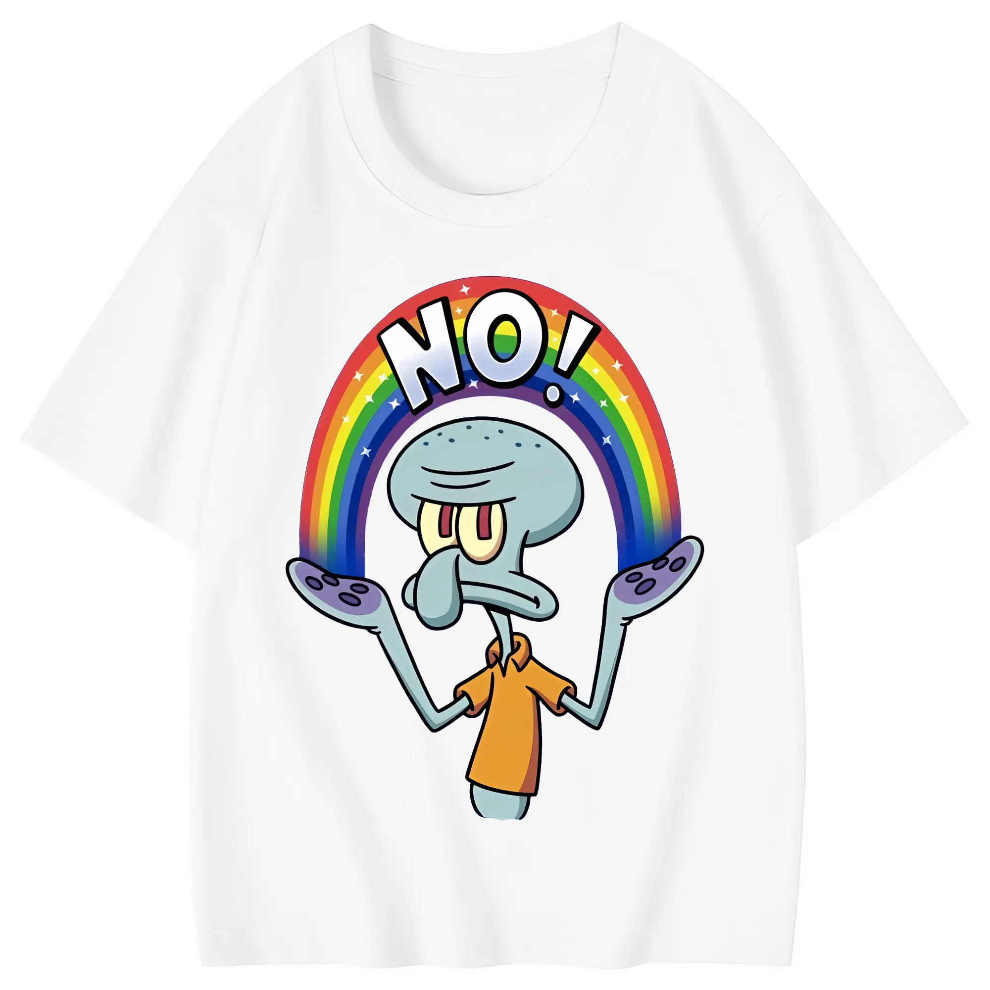 スポンジボブ グッズ イカルド - 綿100％ キッズTシャツ ・ フロントプリント ・ 快適 通気性 ・ スポーツ カジュアル 散歩用