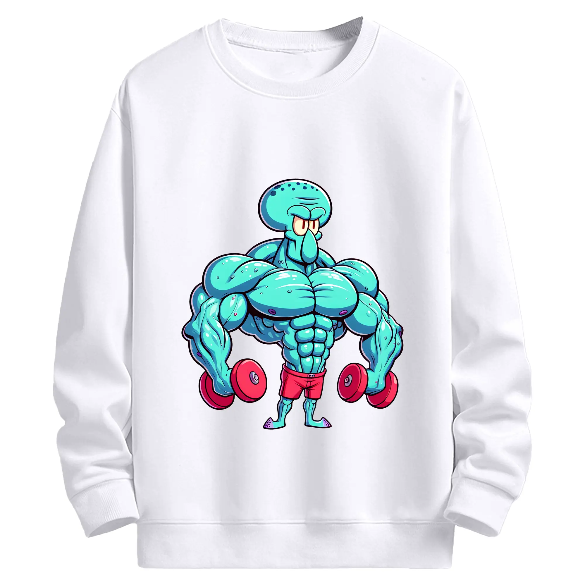 スポンジボブ グッズ イカルド - 高品質 クルーネック スウェット ・ コットン59％ ポリエステル41％ ・ ユニセックス 長袖 トレーナー ・ カジュアル デイリー スポーツ 散歩用