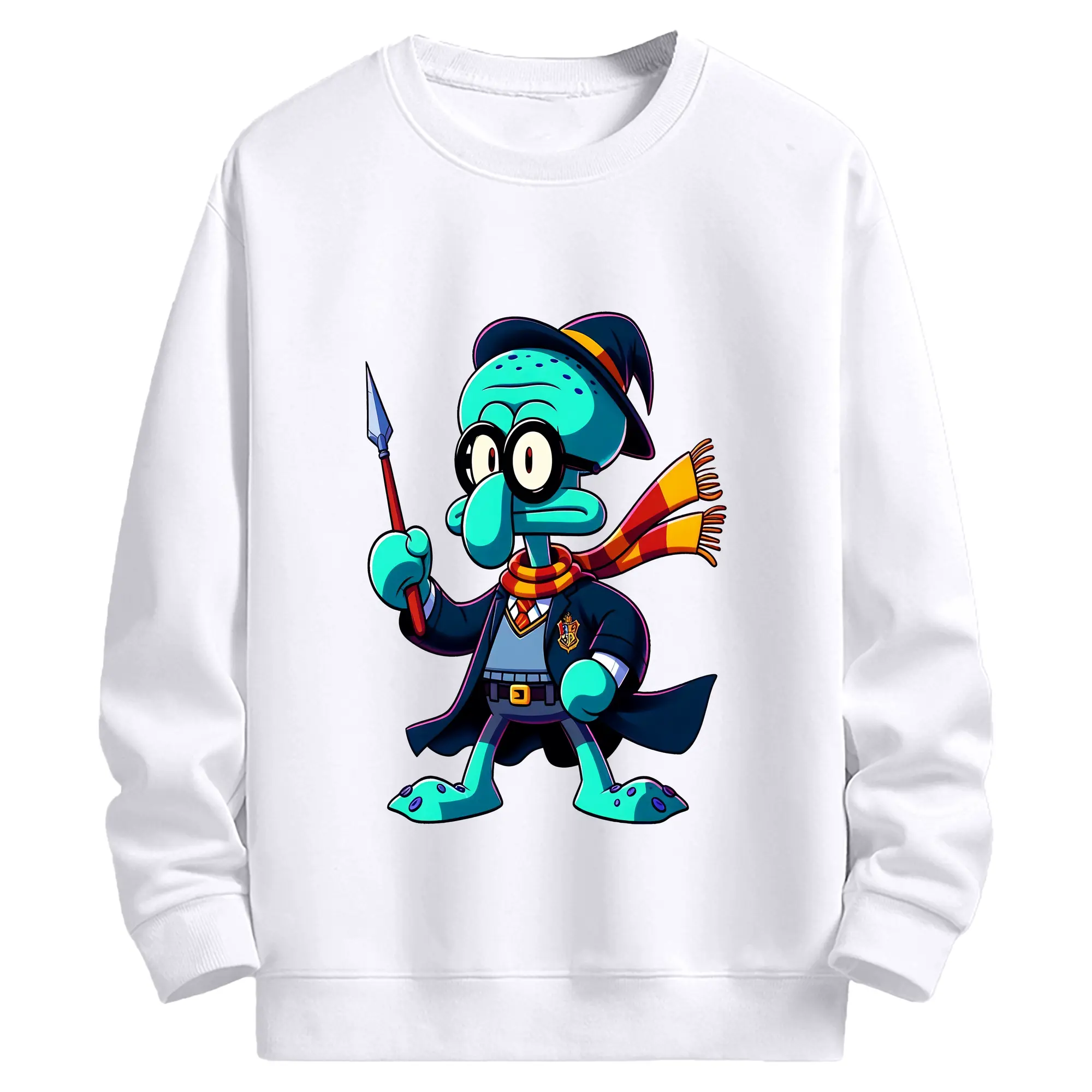 スポンジボブ グッズ イカルド - 高品質 クルーネック スウェット ・ コットン59％ ポリエステル41％ ・ ユニセックス 長袖 トレーナー ・ カジュアル デイリー スポーツ 散歩用
