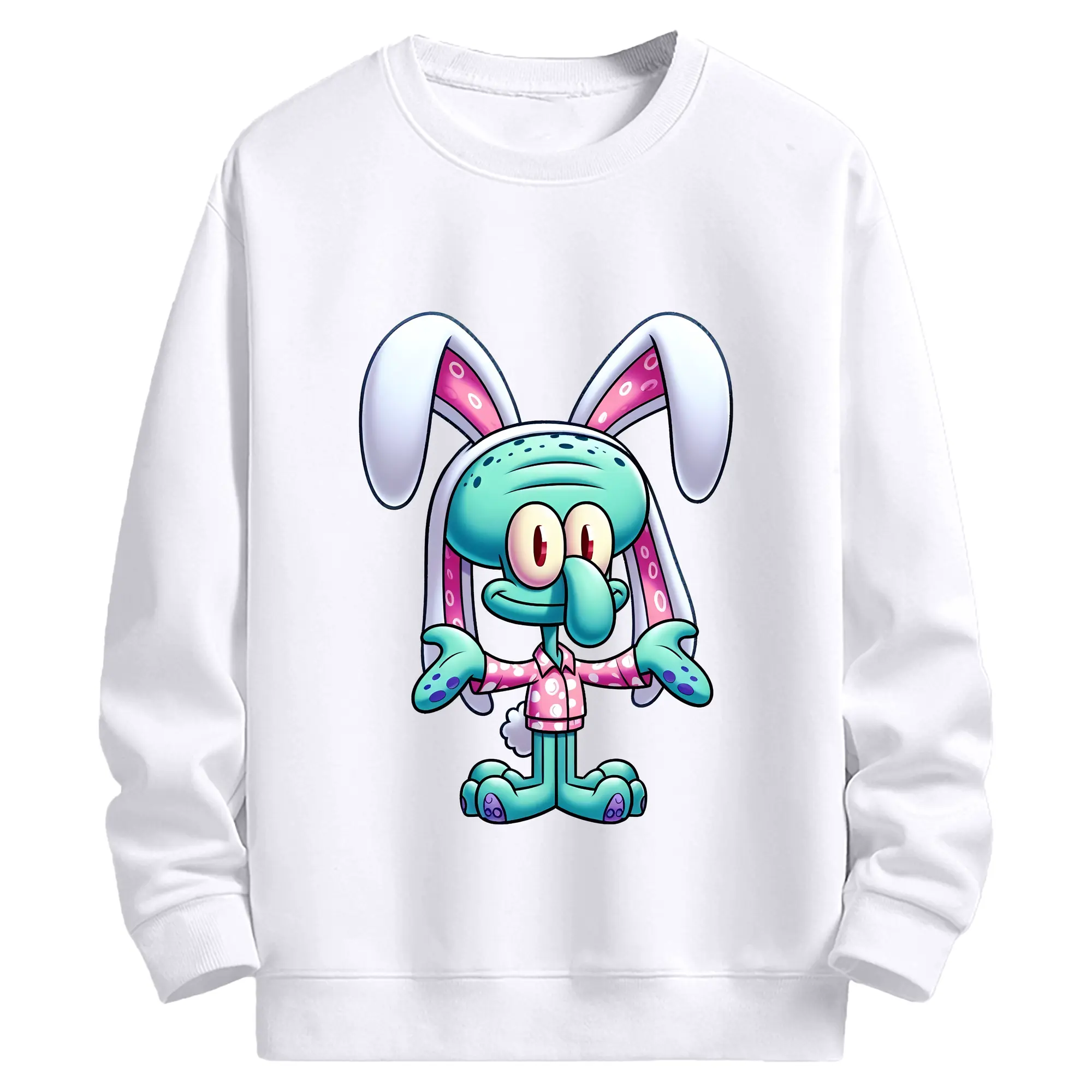 スポンジボブ グッズ イカルド - 高品質 クルーネック スウェット ・ コットン59％ ポリエステル41％ ・ ユニセックス 長袖 トレーナー ・ カジュアル デイリー スポーツ 散歩用