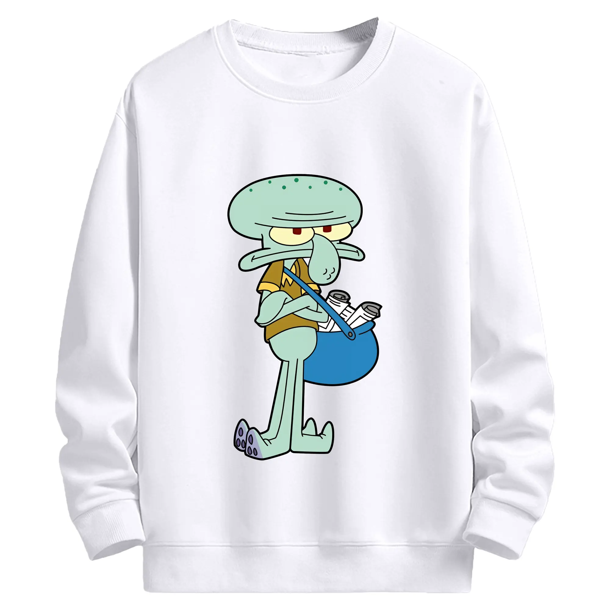 スポンジボブ グッズ イカルド - 高品質 クルーネック スウェット ・ コットン59％ ポリエステル41％ ・ ユニセックス 長袖 トレーナー ・ カジュアル デイリー スポーツ 散歩用