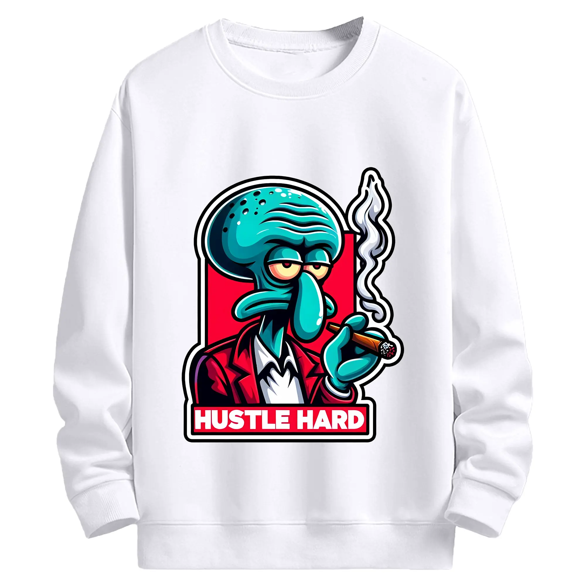 スポンジボブ グッズ イカルド - 高品質 クルーネック スウェット ・ コットン59％ ポリエステル41％ ・ ユニセックス 長袖 トレーナー ・ カジュアル デイリー スポーツ 散歩用