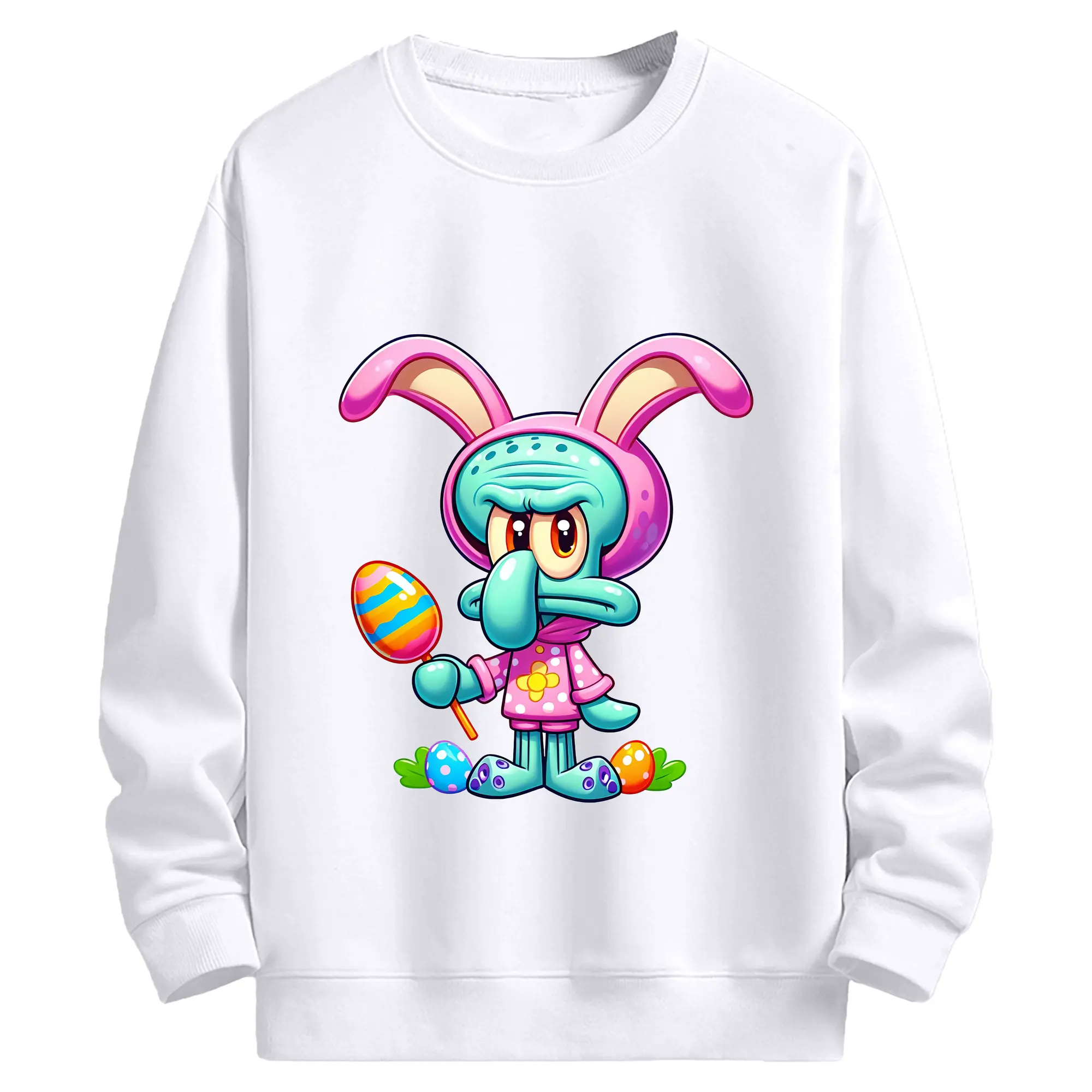 スポンジボブ グッズ イカルド - 高品質 クルーネック スウェット ・ コットン59％ ポリエステル41％ ・ ユニセックス 長袖 トレーナー ・ カジュアル デイリー スポーツ 散歩用