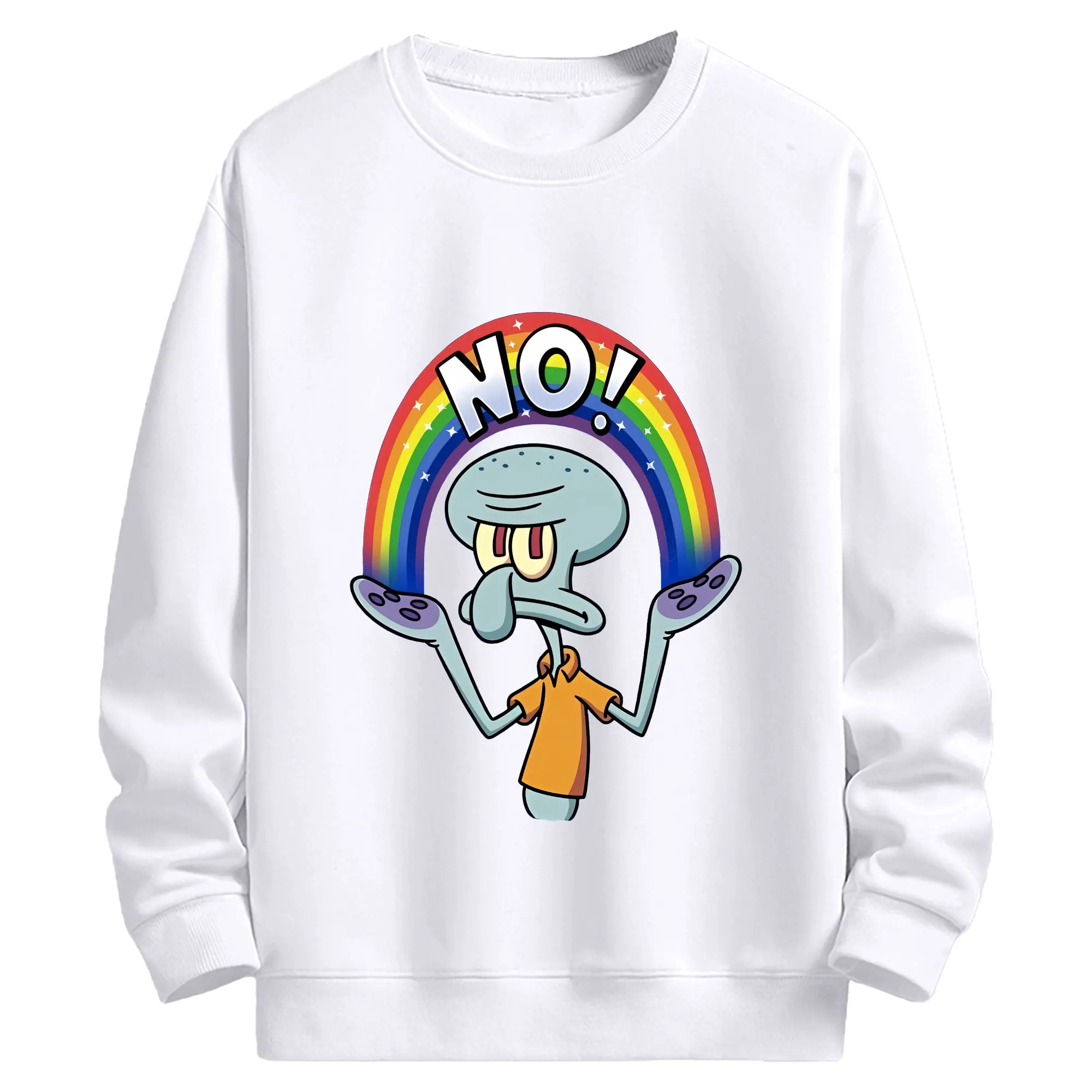 スポンジボブ グッズ イカルド - 高品質 クルーネック スウェット ・ コットン59％ ポリエステル41％ ・ ユニセックス 長袖 トレーナー ・ カジュアル デイリー スポーツ 散歩用